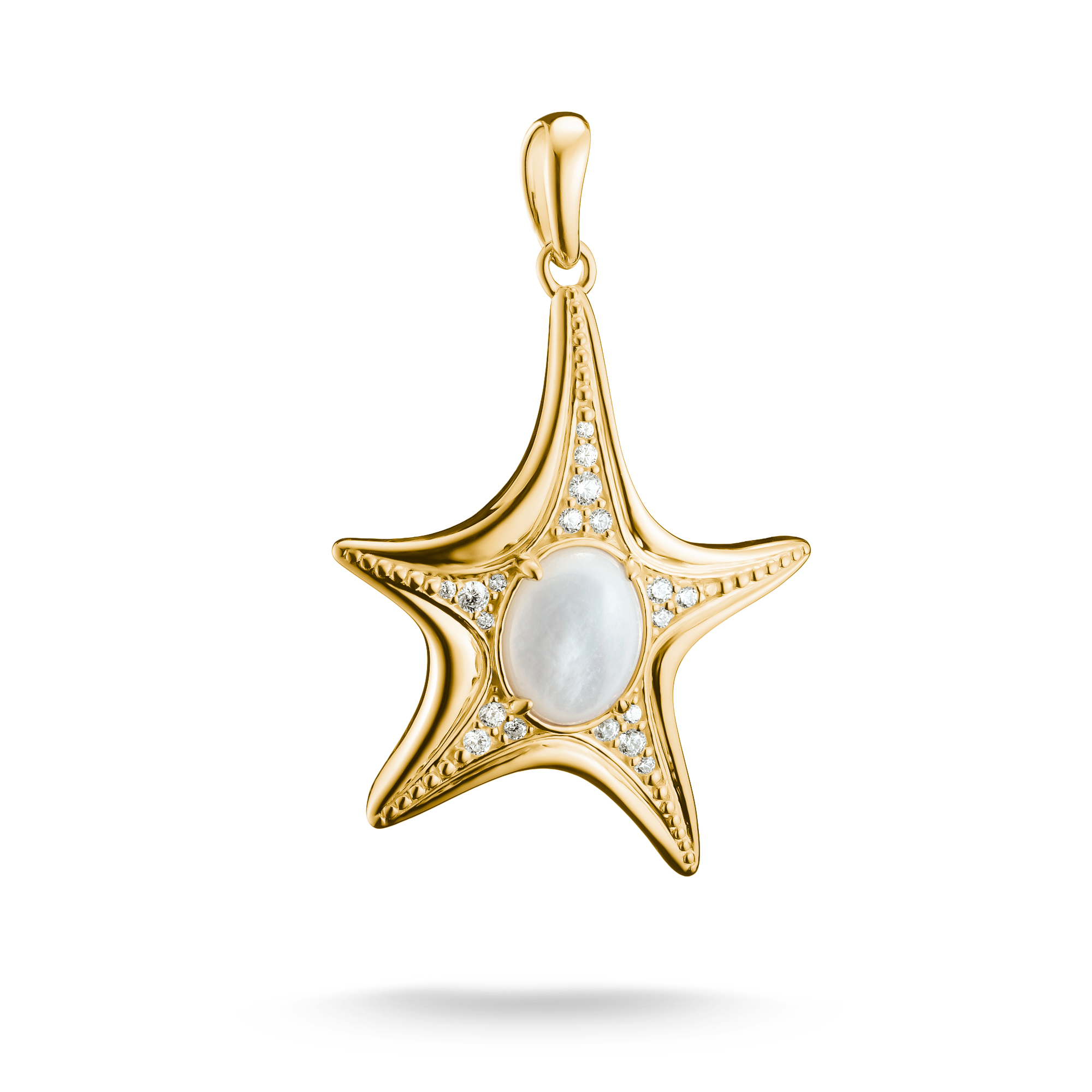 THOMAS SABO Kettenanhänger »Fluid Elegance großer Seestern-Optik-Anhänger gelbgoldfarben«  mit Zirkonia (synth.) - mit Perlmutt