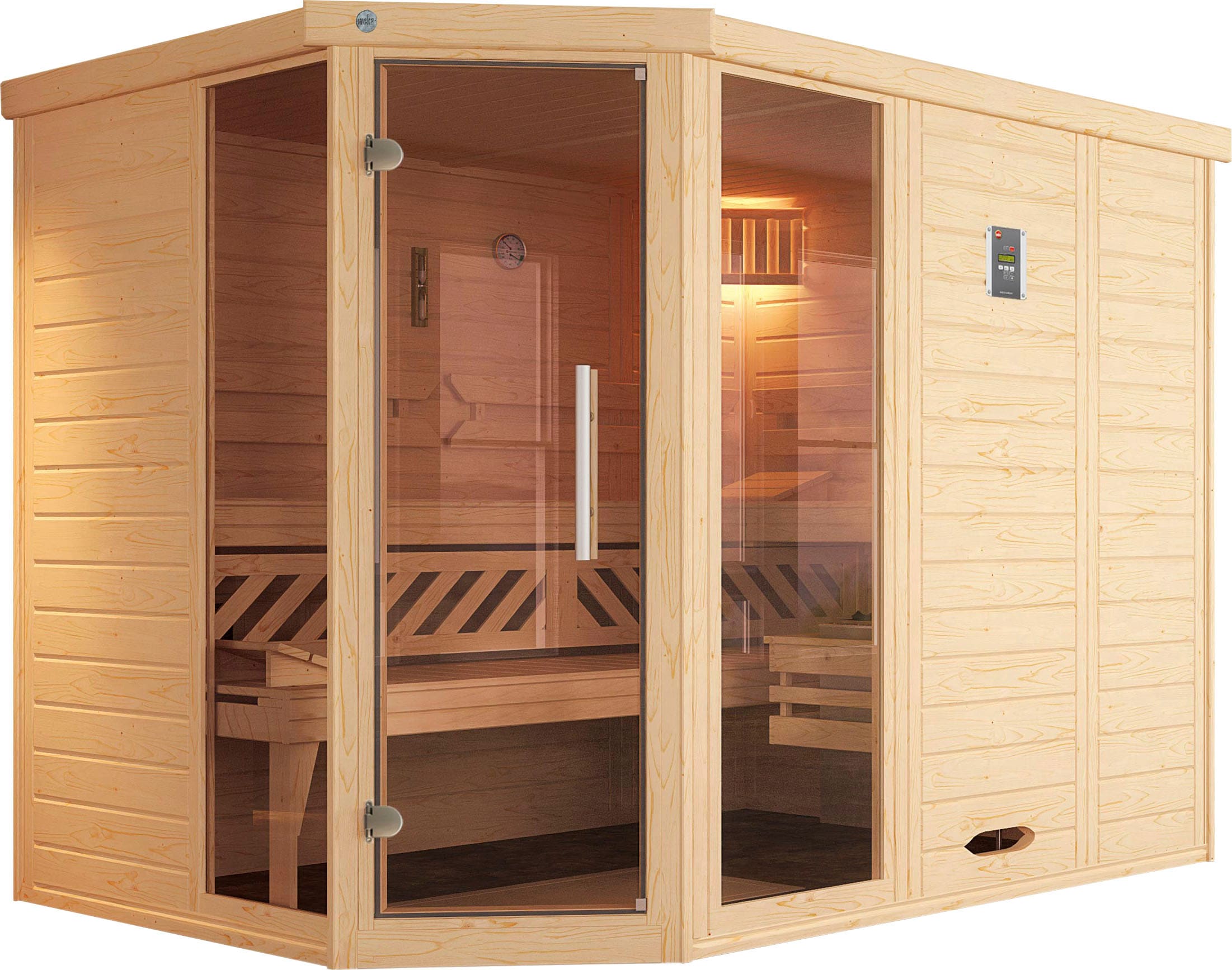 WEKA Sauna "Kemi", Bio-Ofen, externe Steuerung, 7,5 kW, beige, Saunen, 7,5 kW Bio-Ofen mit digitaler Steuerung