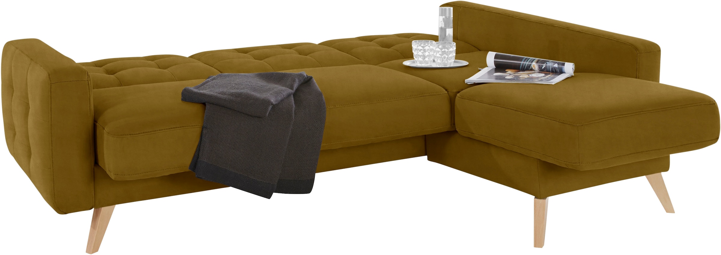 exxpo - sofa fashion Ecksofa »Nappa, kompakt und komfortabel, bequem, zeitloses Design, L-Form«, tolle Detailverarbeitung, inkl. Bettfunktion und Bettkasten