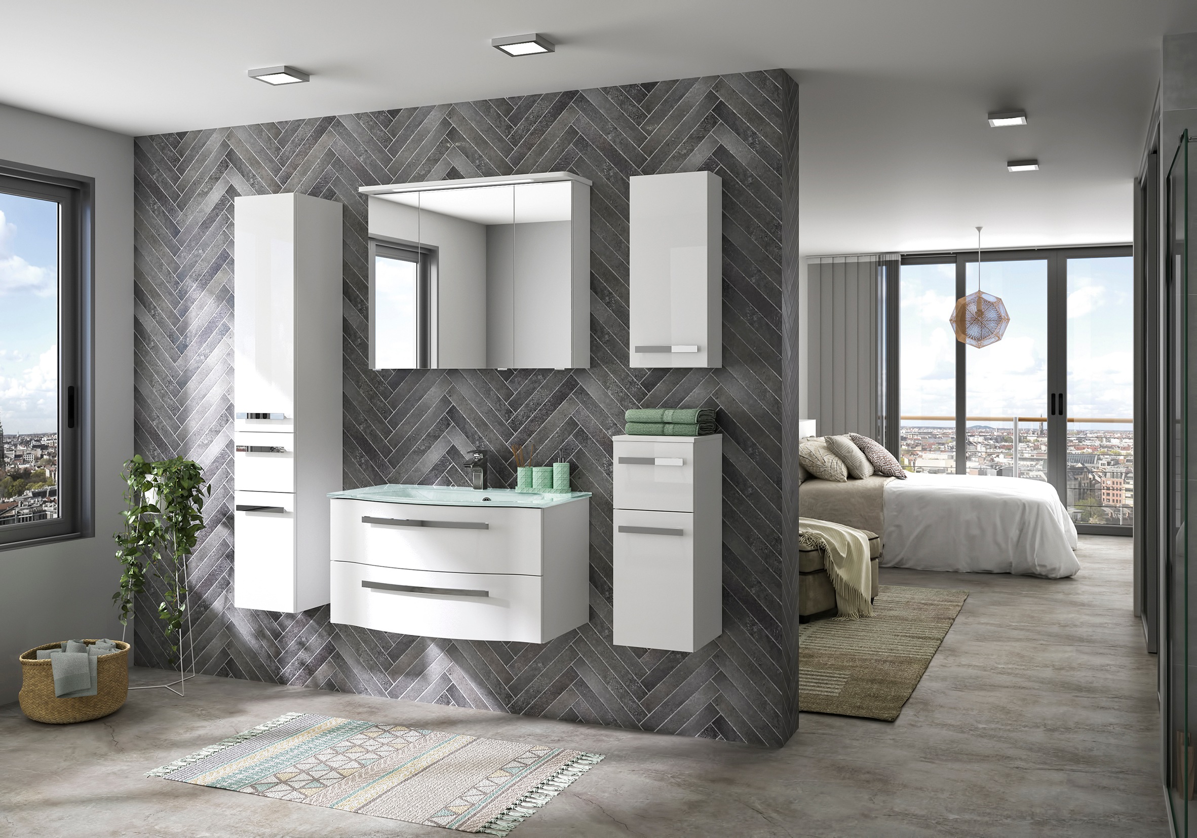Saphir Hängeschrank »Serie 4005 Wand-Badschrank 30 cm breit mit 1 Tür, 2 Glas-Einlegeböden«, Badezimmer-Hängeschrank inkl. Türdämpfer, Wandschrank 70 cm hoch