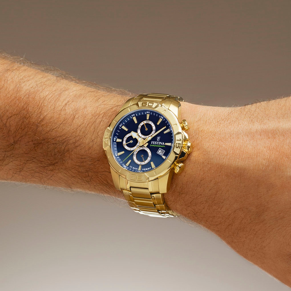 Festina Chronograph »Timeless Chronograph«, Quarzuhr, Armbanduhr, Herrenuhr, Edelstahlarmband, analog, Tag