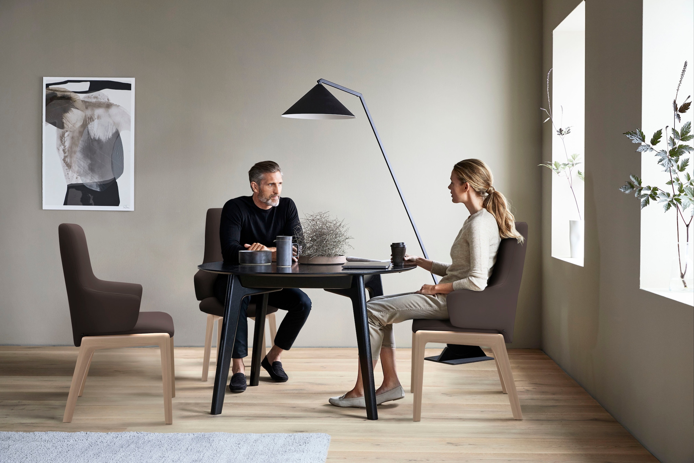 Stressless® Polsterstuhl »Laurel«, Leder PALOMA, High Back mit Armlehne, Größe L, mit abgerundeten Beinen in Eiche