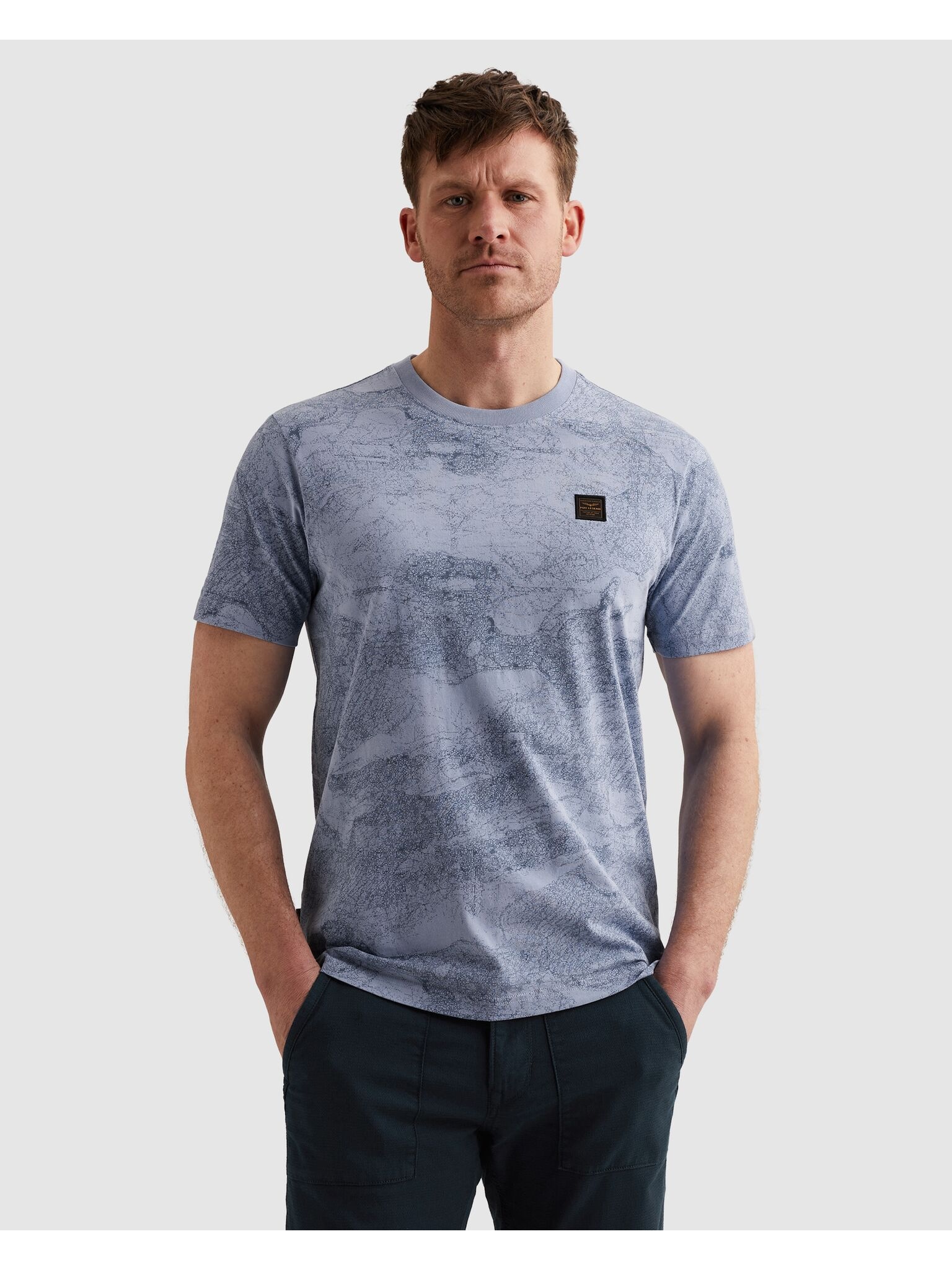 PME LEGEND T-Shirt »Short sleeve r-neck single jersey aop« mit Logo Stickerei