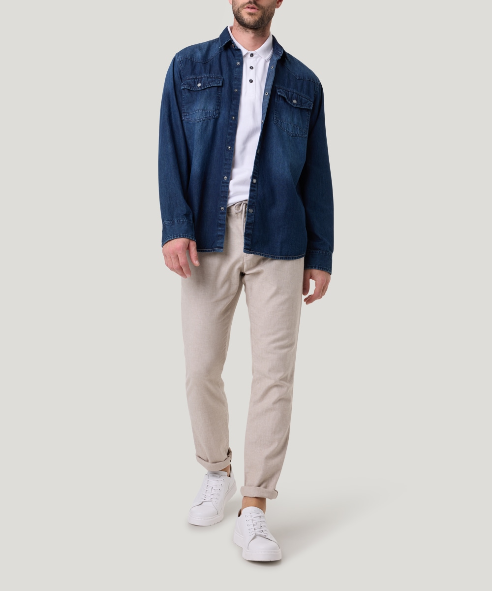 Pioneer Authentic Jeans Jeanshemd, mit Brusttaschen, in blauer Waschung