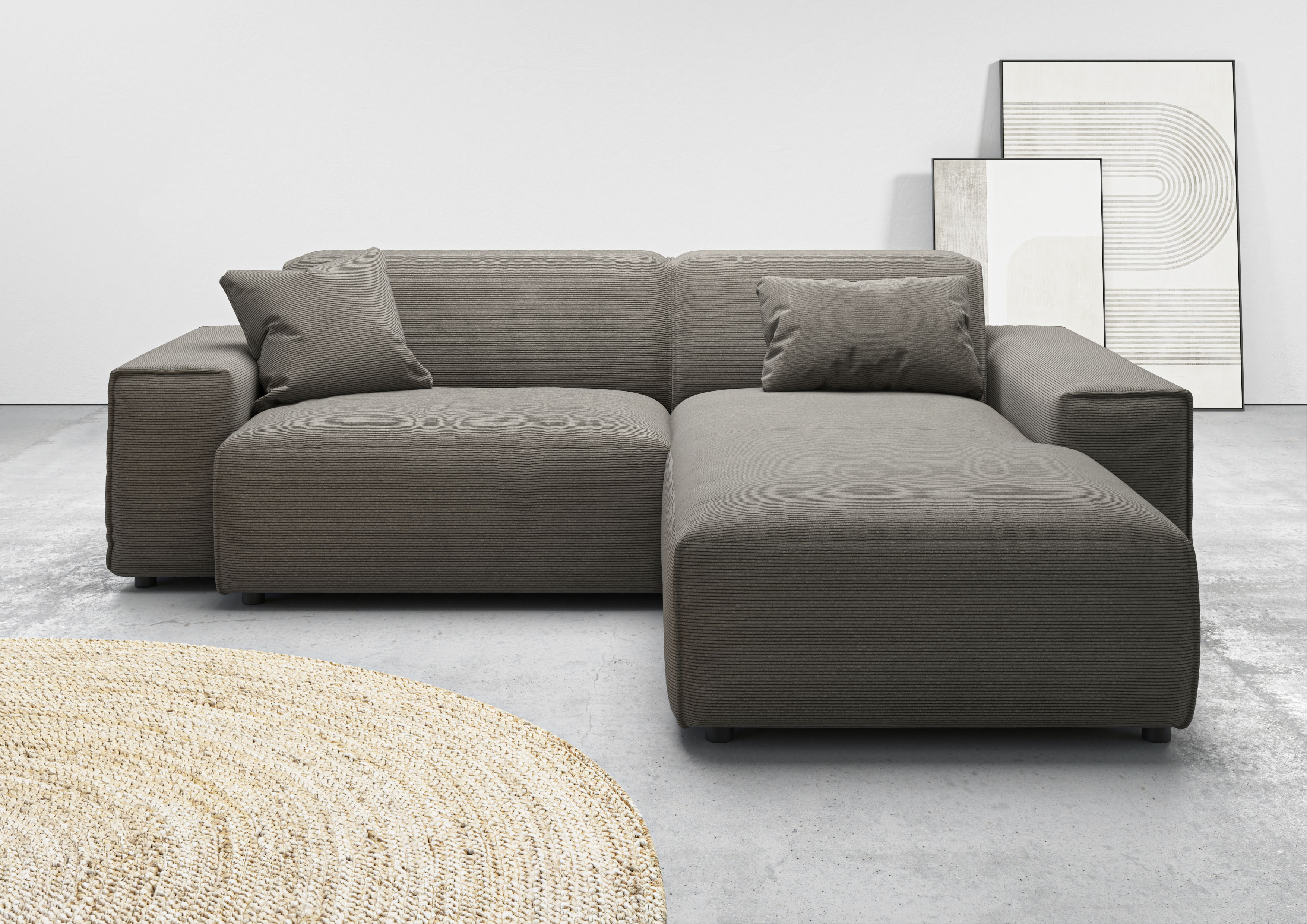 Home affaire Ecksofa "Glimminge L-Form auch in Breitcord, Feincord + Easy care-Bezug," Breite 234, Zierkissen