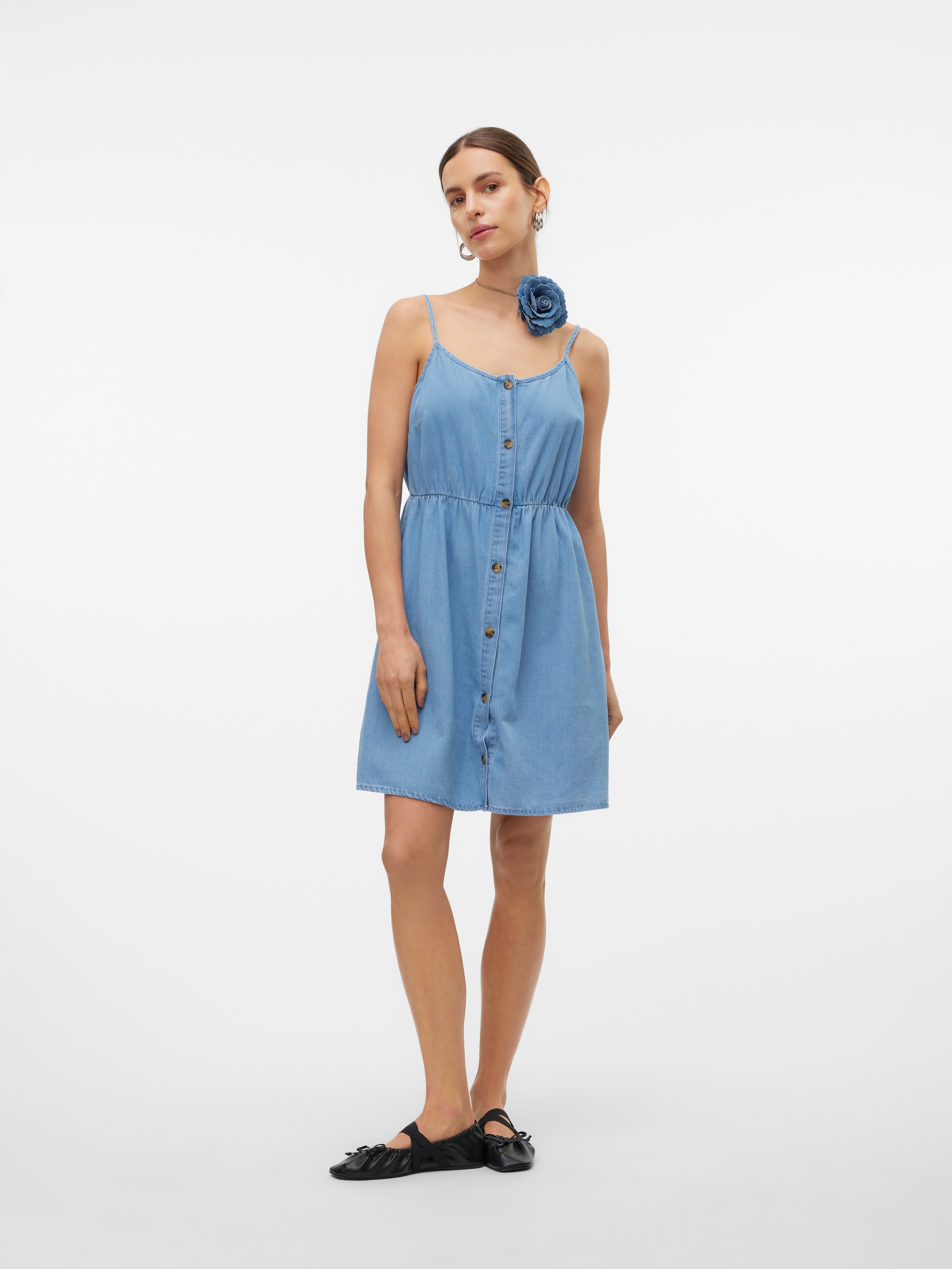 Vero Moda Jeanskleid »VMFLICKA STRAP SHORT DRESS LCS« Baumwolle, regular fit, verstellbare Träger