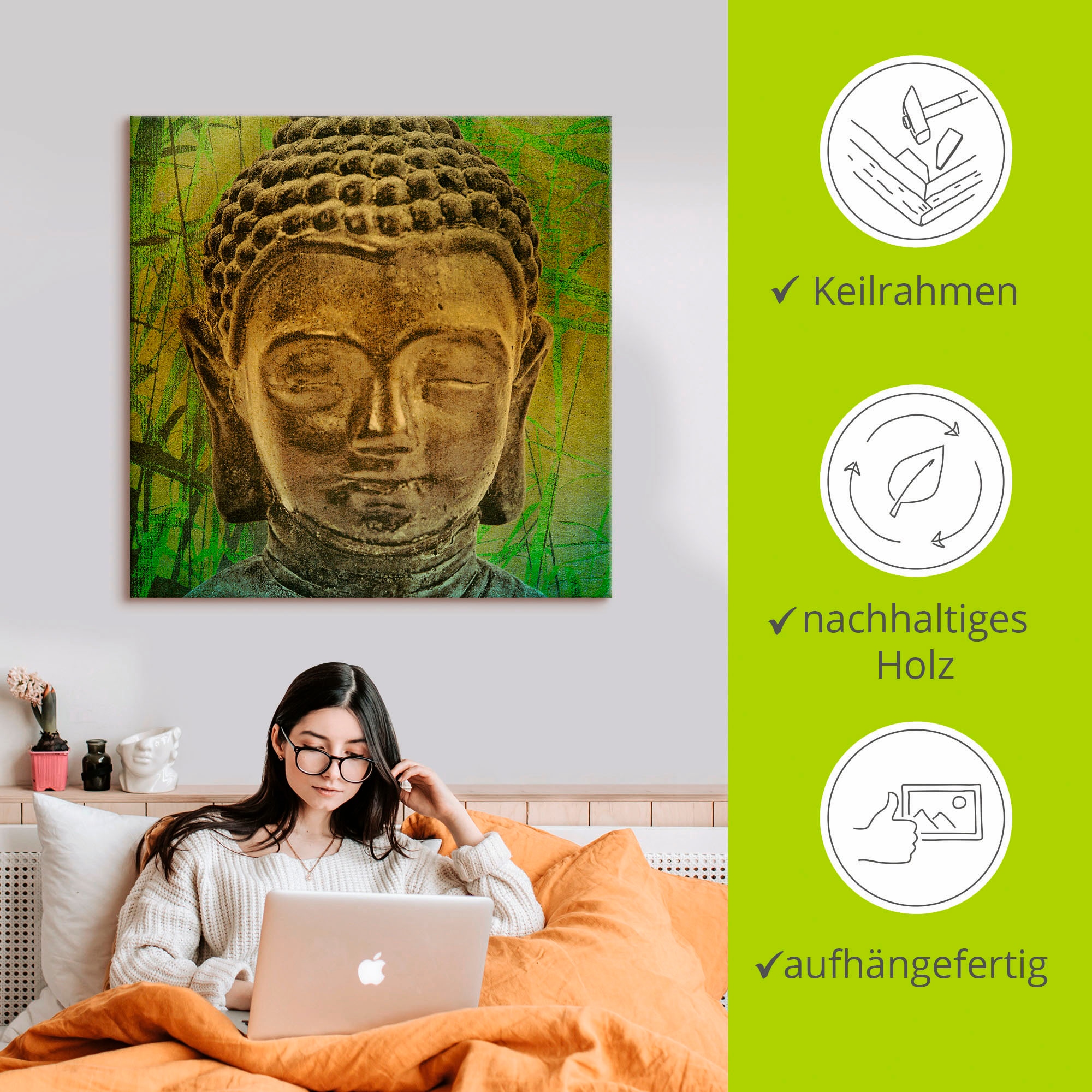 Artland Wandbild »Buddha II«, Religion, (1 St.), als Leinwandbild, Poster in verschied. Größen