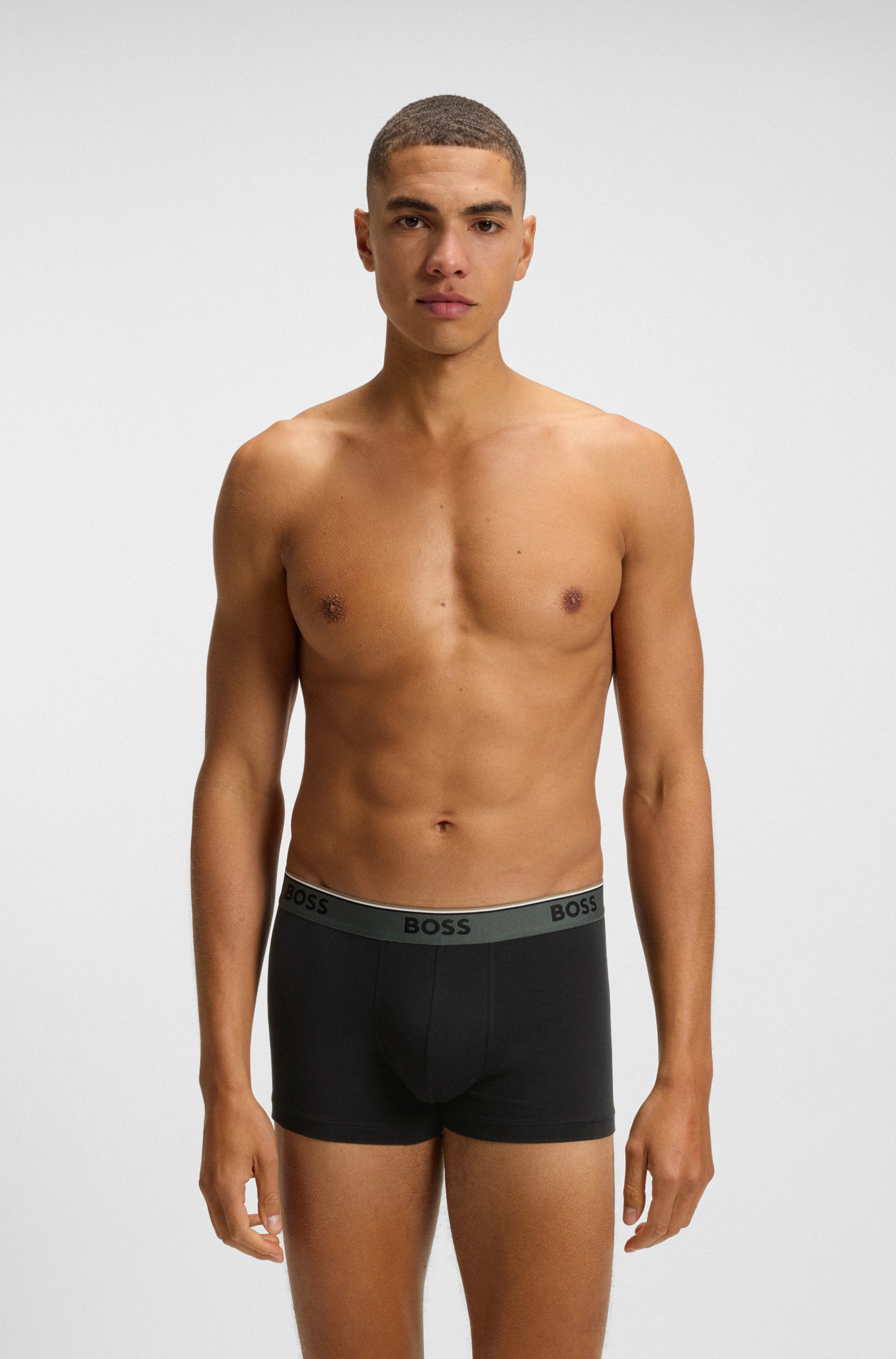 Thumbnail - BOSS Trunk "3P Power" Packung, 3 Stk. mit BOSS Schriftzug auf dem Bund