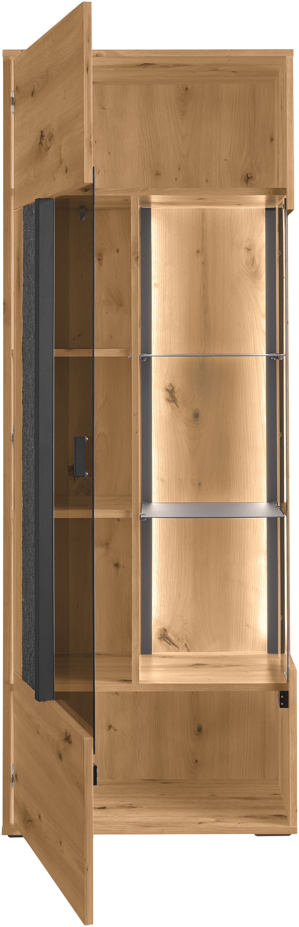 set one by Musterring Vitrine »Deltona«, mit Sandsteinelement, inkl. Beleuchtung, zwei Farben, B64 x H170 cm