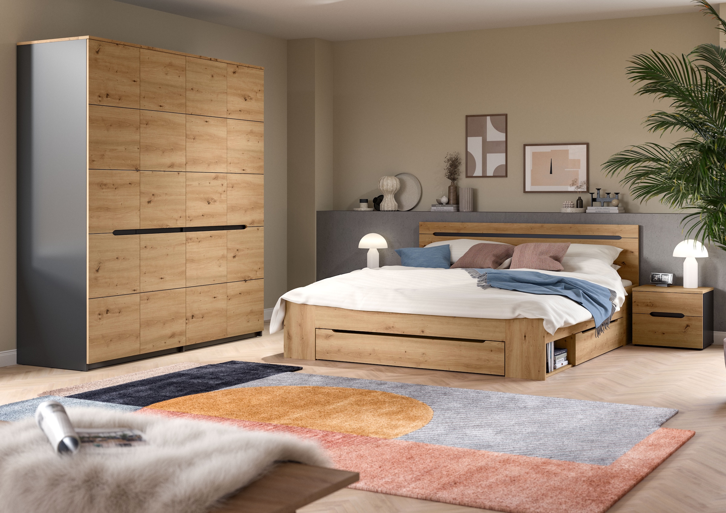 Home affaire Schlafzimmer-Set "REHAT, 4-teilig, best. aus: Bett, Kleidersch günstig online kaufen