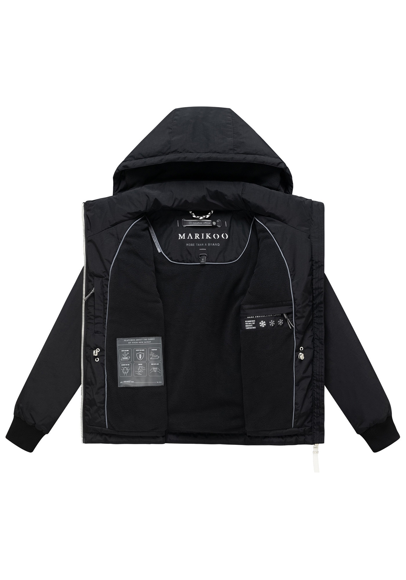 Marikoo Winterjacke »Vivii« mit Kapuze Softshelljacke mit Kapuze und Kontrast-Reißverschlüssen