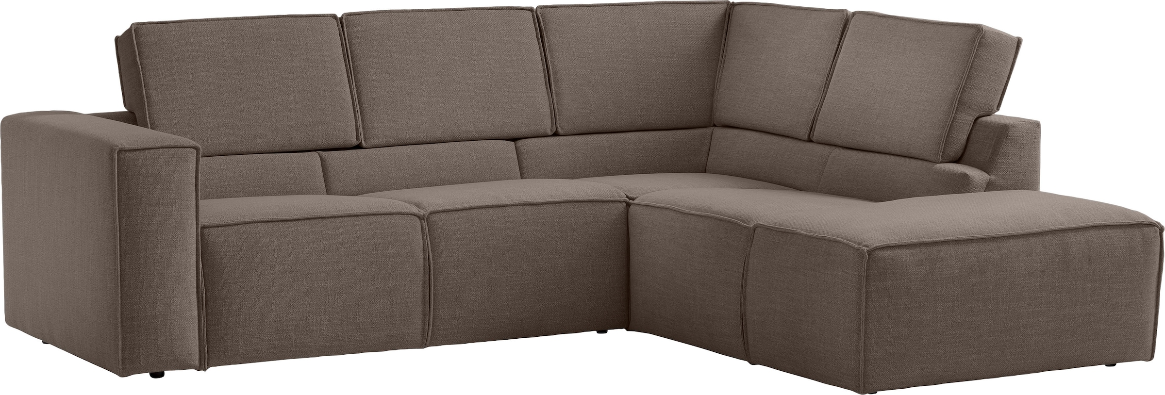 TRENDMANUFAKTUR Ecksofa »Dice mit Sitztiefenverstellung und Kaltschaumpolsterung«, hoher Sitzkomfort, aktuelle Kedernaht, L-Form