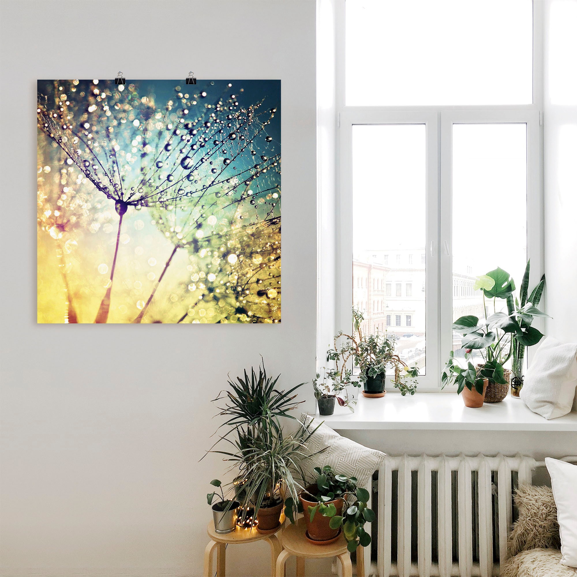 Artland Wandbild »Pusteblume Zaubertropfen«, Blumen, (1 St.), als Alubild, Outdoorbild, Leinwandbild, Poster, Wandaufkleber