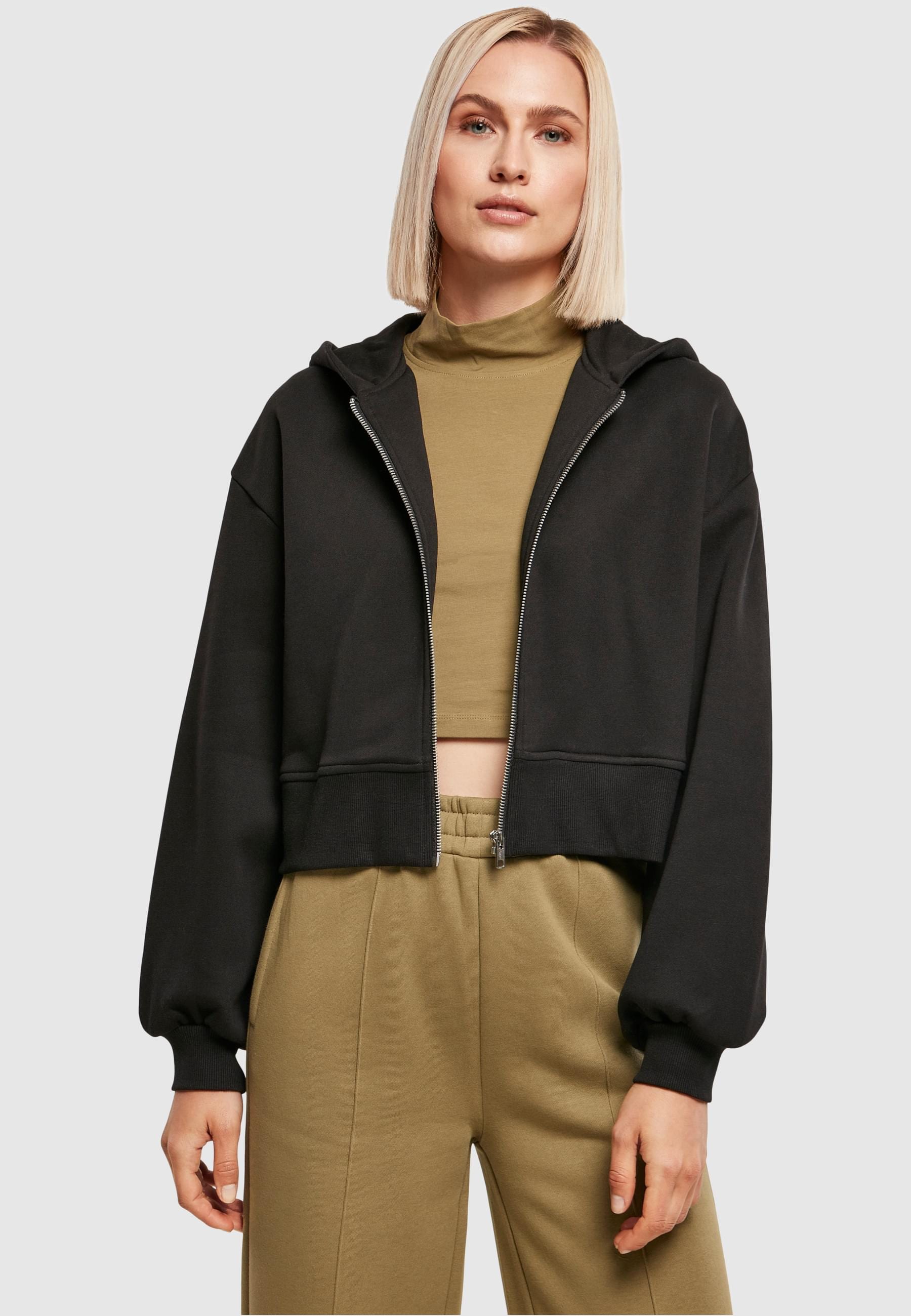 URBAN CLASSICS Sweatjacke »Urban Classics Damen Ladies Short Oversized Zip Jacket«