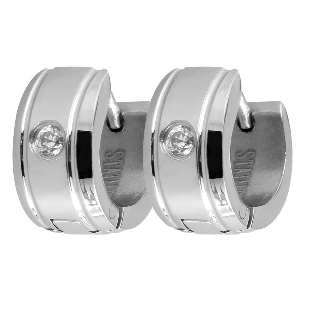 Adelia´s Klappcreolen »Damen Ohrringe – Klappcreole aus Edelstahl mit Strass Steinchen« Geschenkidee: zeitlos und vielseitig