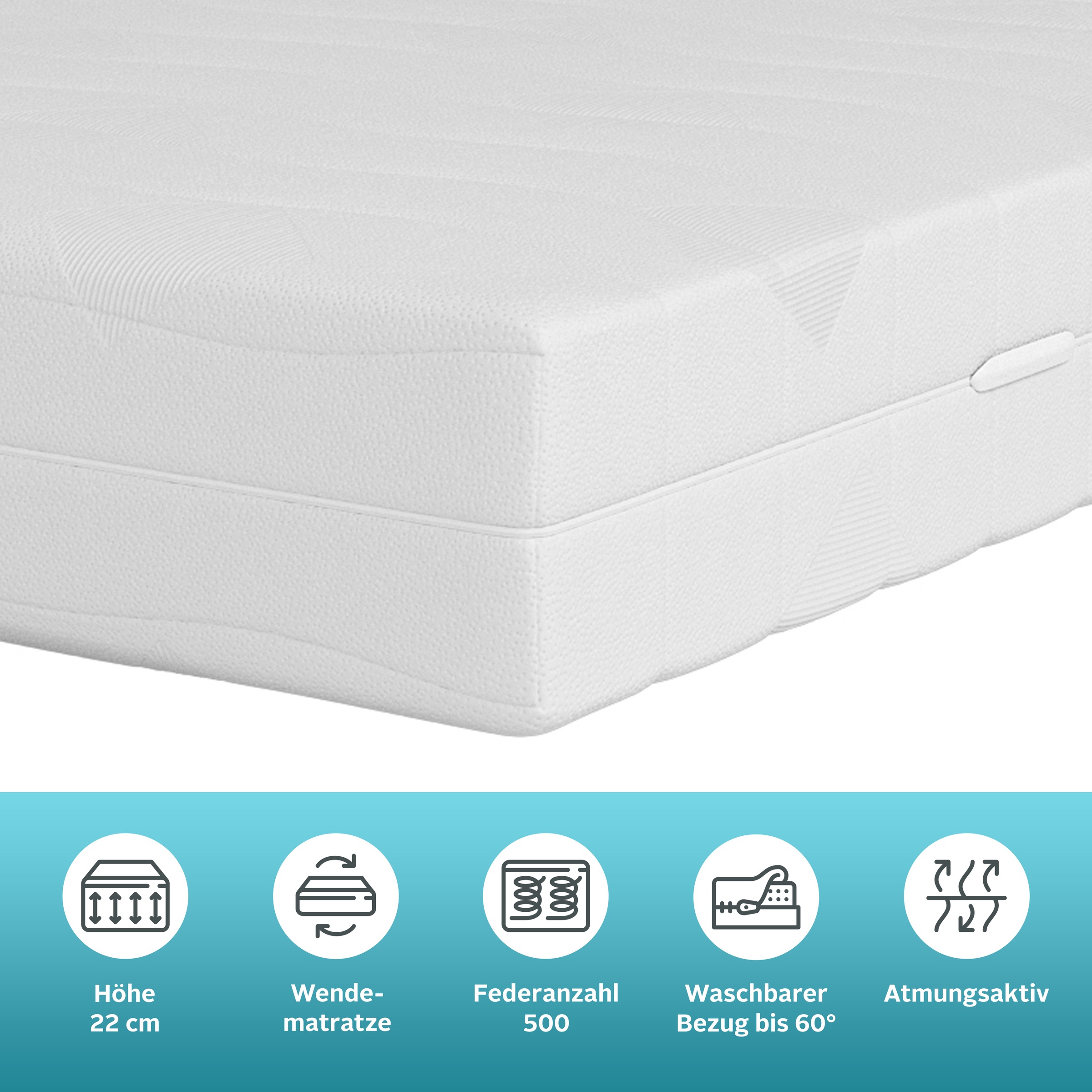 Thumbnail - Älgdröm Taschenfederkernmatratze "NEUHEIT: Lasse, 7 Zonen Matratze 90x200 cm, 140x200 cm & mehr" 22 cm hoch 500 Federn 1...