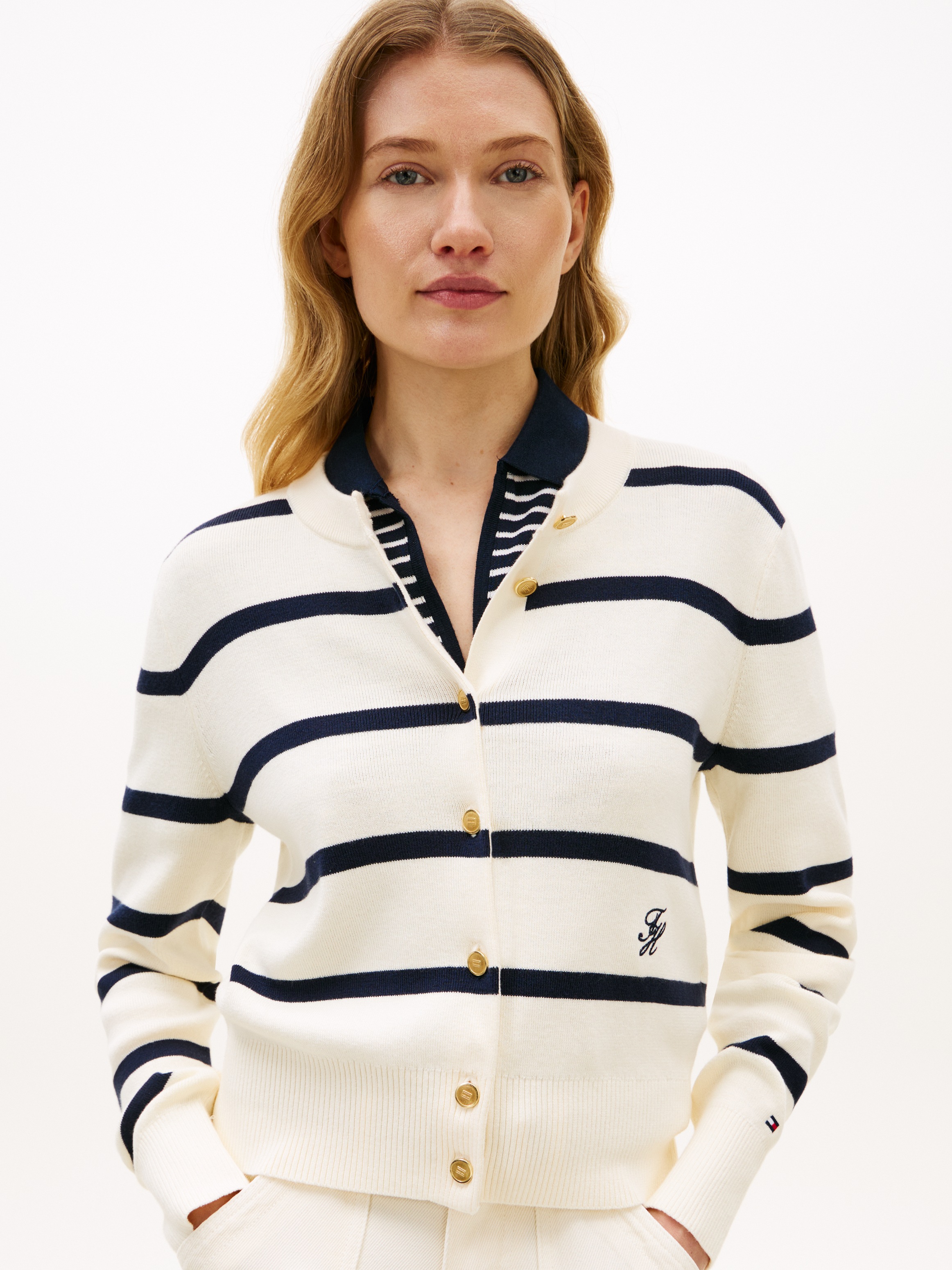 Tommy Hilfiger Strickjacke "CO FULL NEEDLE C-NK CARDI" mit Logo-Stickerei günstig online kaufen