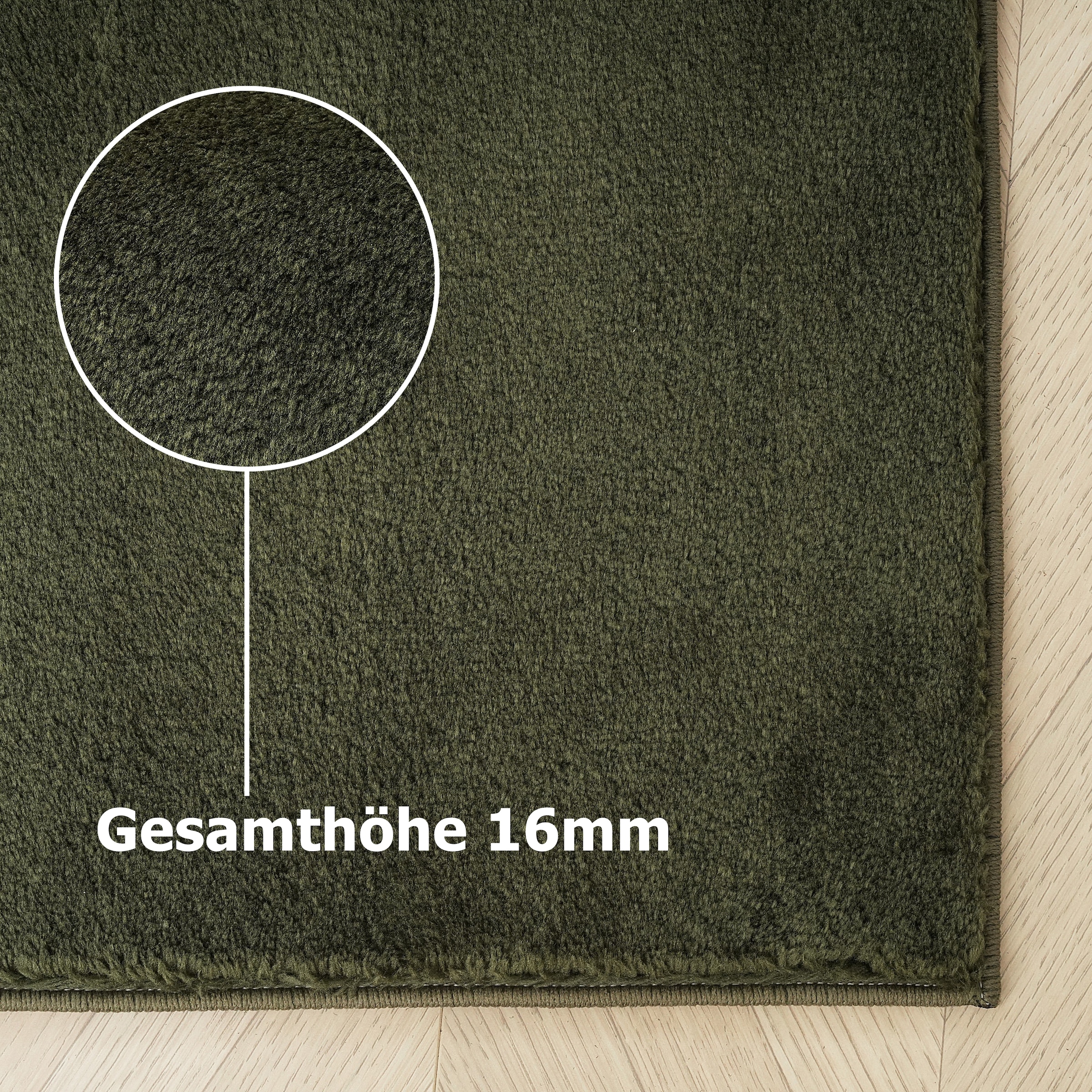 my home Teppich »Cali, weich, modern, waschbar«, rechteckig, 16 mm Höhe, Uni-Farben, kuschelig, & weich, Wohnzimmer, Schlafzimmer, Esszimmer