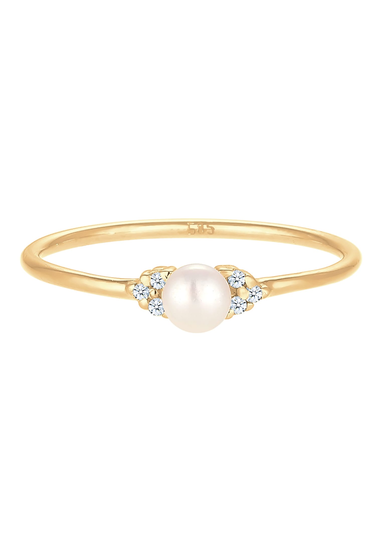 Elli DIAMONDS Verlobungsring »Verlobung Perle Diamant (0.03 ct.) 585 Gelbgold«