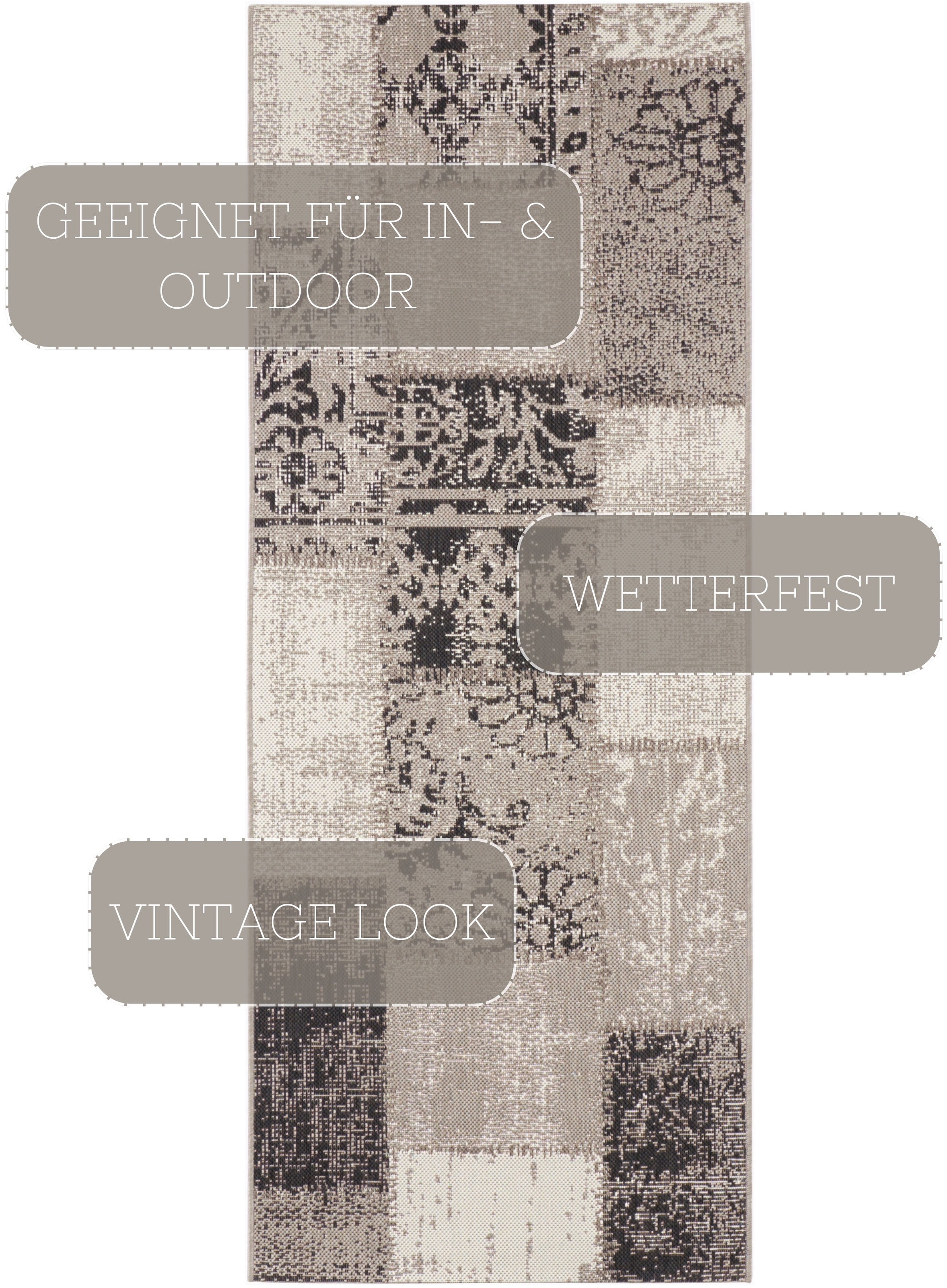 NORTHRUGS Teppich »Symi«, rechteckig, 8 mm Höhe, In- & Outdoor, Kurzflor, Läufer, Vintage, Wohnzimmer, Außenbereich