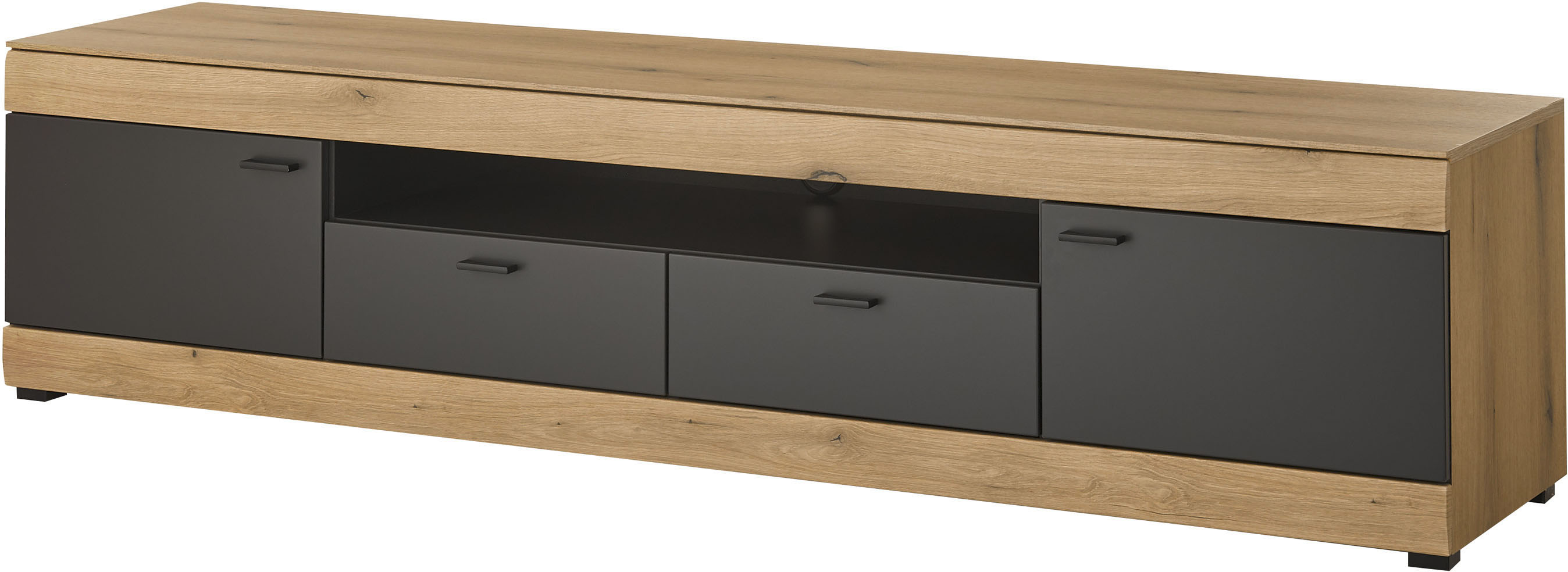 Home affaire Lowboard "Soleto, moderner TV-Schrank, Kommode, TV-Unterschrank" zeitlos, schwarze Griffe aus Metall, ausreichend Stauraum