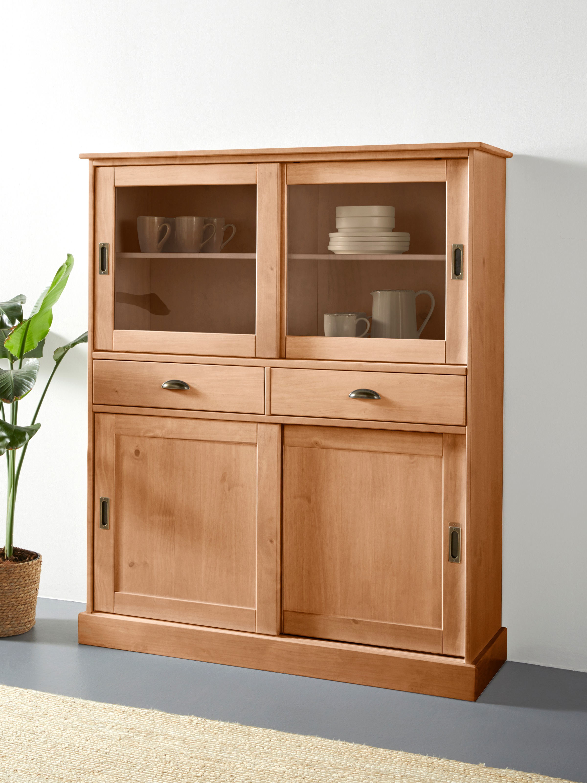 OTTO home Highboard "Schröder" Vitrine aus massivem Kiefernholz, Breite 114 günstig online kaufen