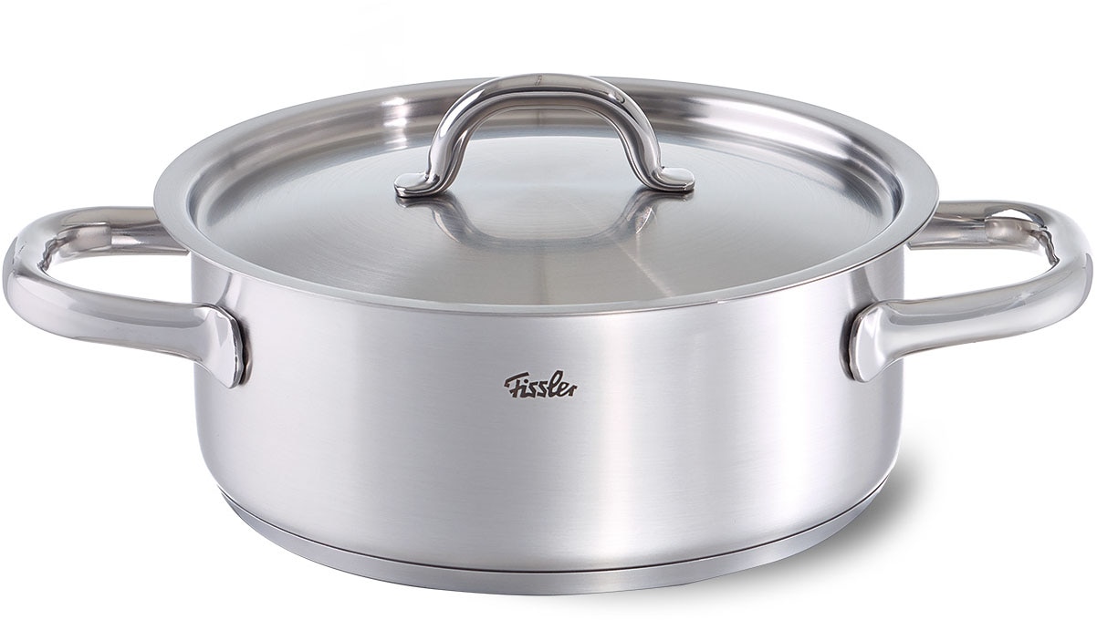 Fissler Topf-Set »Family Line«, Edelstahl 18/10, (Set, 9 tlg., 1 Bratentopf 20 cm, je 1 Kochtopf 16/20/24 cm, 1 Stielkasserolle 16cm), extra breiter Schüttrand