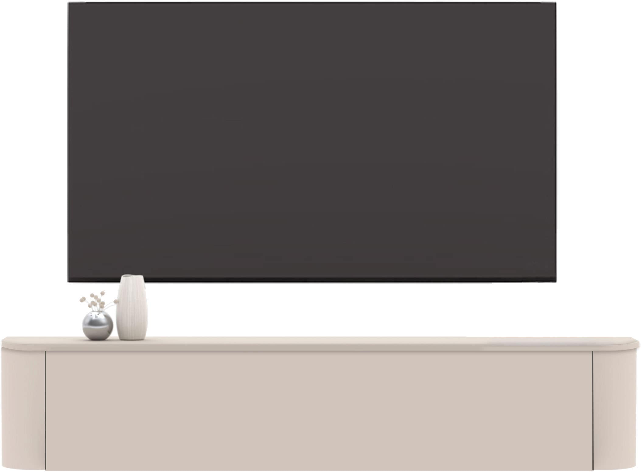 INOSIGN Lowboard »Lido, 181 cm breit, 1 Klappe, TV-Schrank, TV-Kommode, Medienboard« Formgebogenes MDF, Stirnseiten Rundung, Push-to-open, hängend/stehend