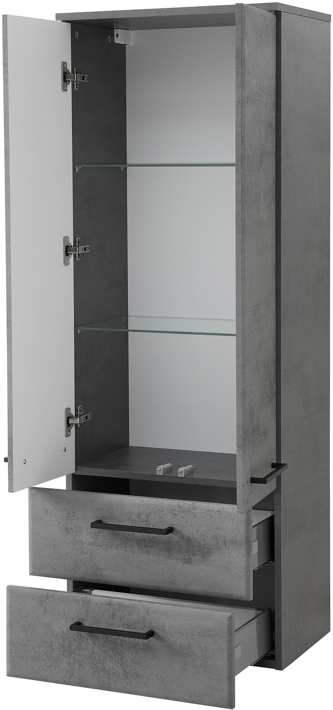 Saphir Badmöbel-Set »Quickset 945 3-teilig, Keramik-Waschtisch mit LED-Spiegelschrank«, (4 St.), Midischrank, 7 Türen, 3 Schubladen, 8 Einlegeböden, inkl. Türdämpfer