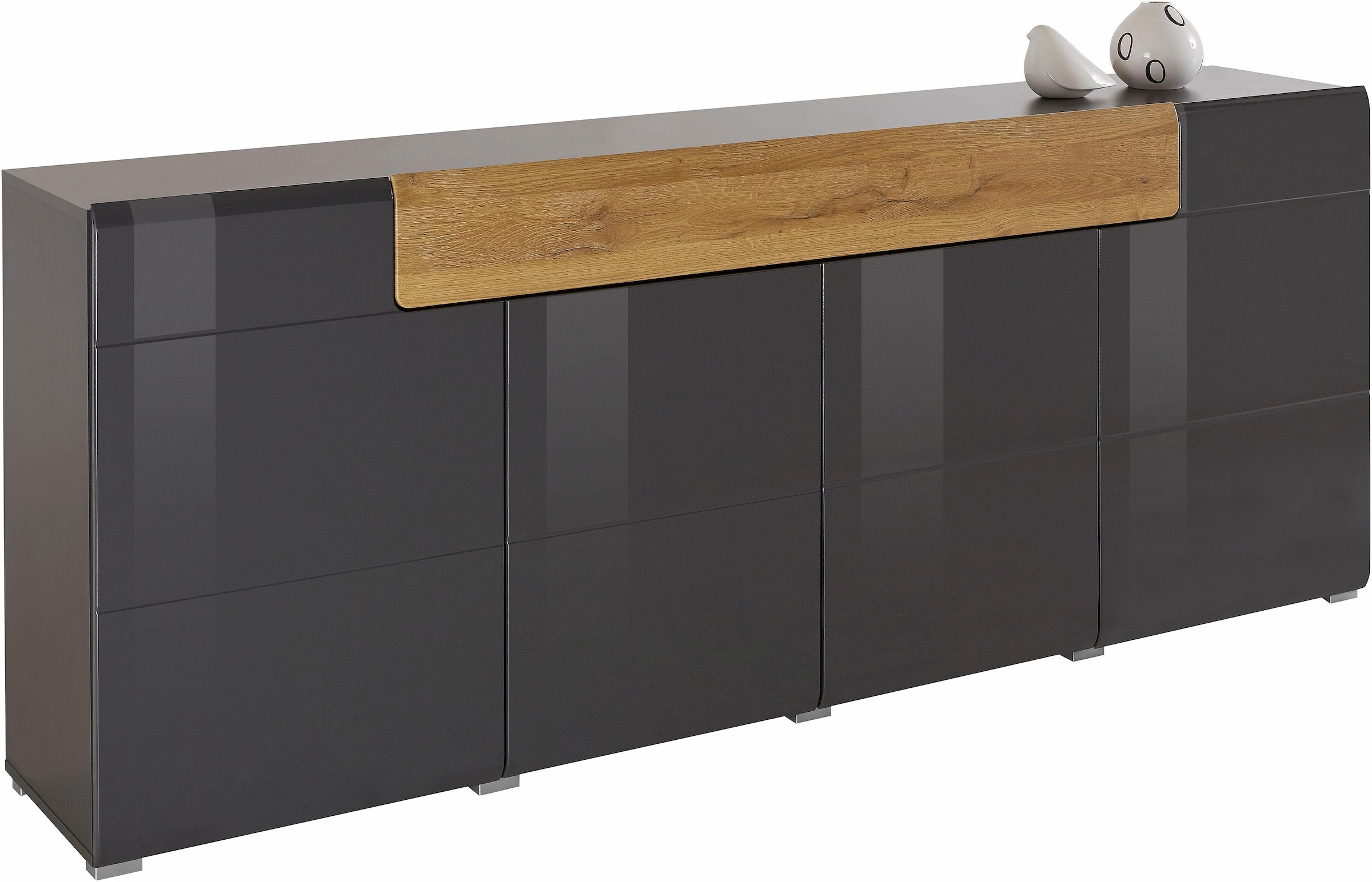 INOSIGN Sideboard »Toledo,Breite 208cm,moderne Kommode mit dekorative Fräsungen,grifflos«, Kombikommode mit viel Stauraum, Einlegeböden verstellbar