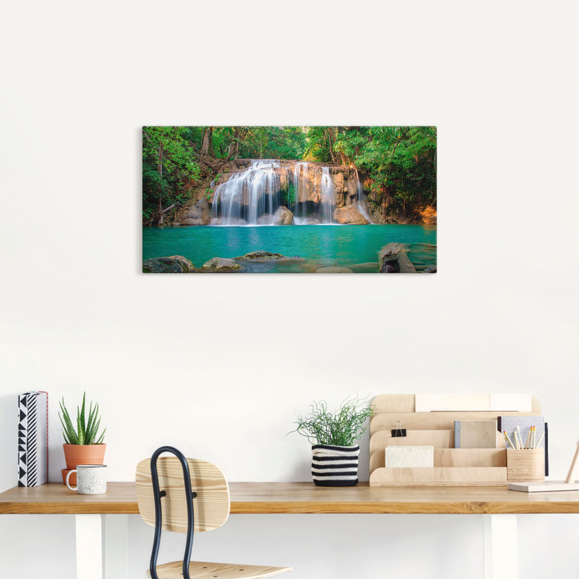 Artland Leinwandbild »Wasserfall im Wald National Park«, Gewässer, (1 St.), auf Keilrahmen gespannt