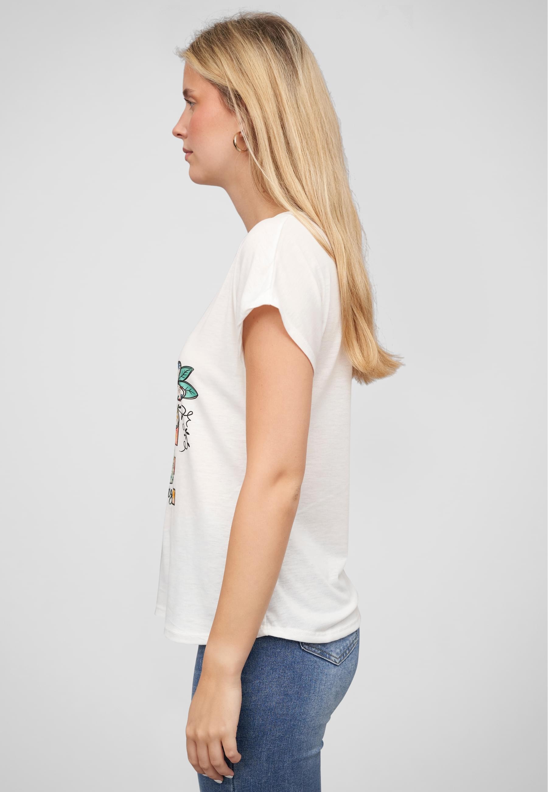 CLOUD 5IVE T-Shirt »CLOUD 5IVE Viskose T-Shirt mit Love-Blumen Print« 1 Stk. tlg.