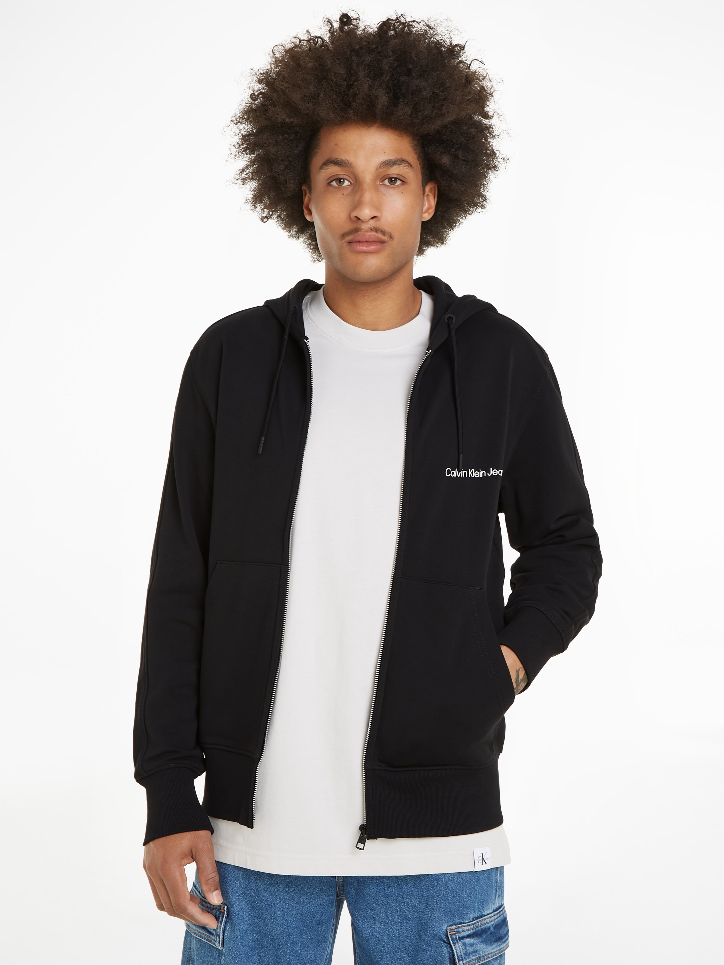 Calvin Klein Jeans Sweatshirt »INSTITUTIONAL THROUGH | HOODIE«, mit für ▷ ZIP Logomarkenlabel BAUR