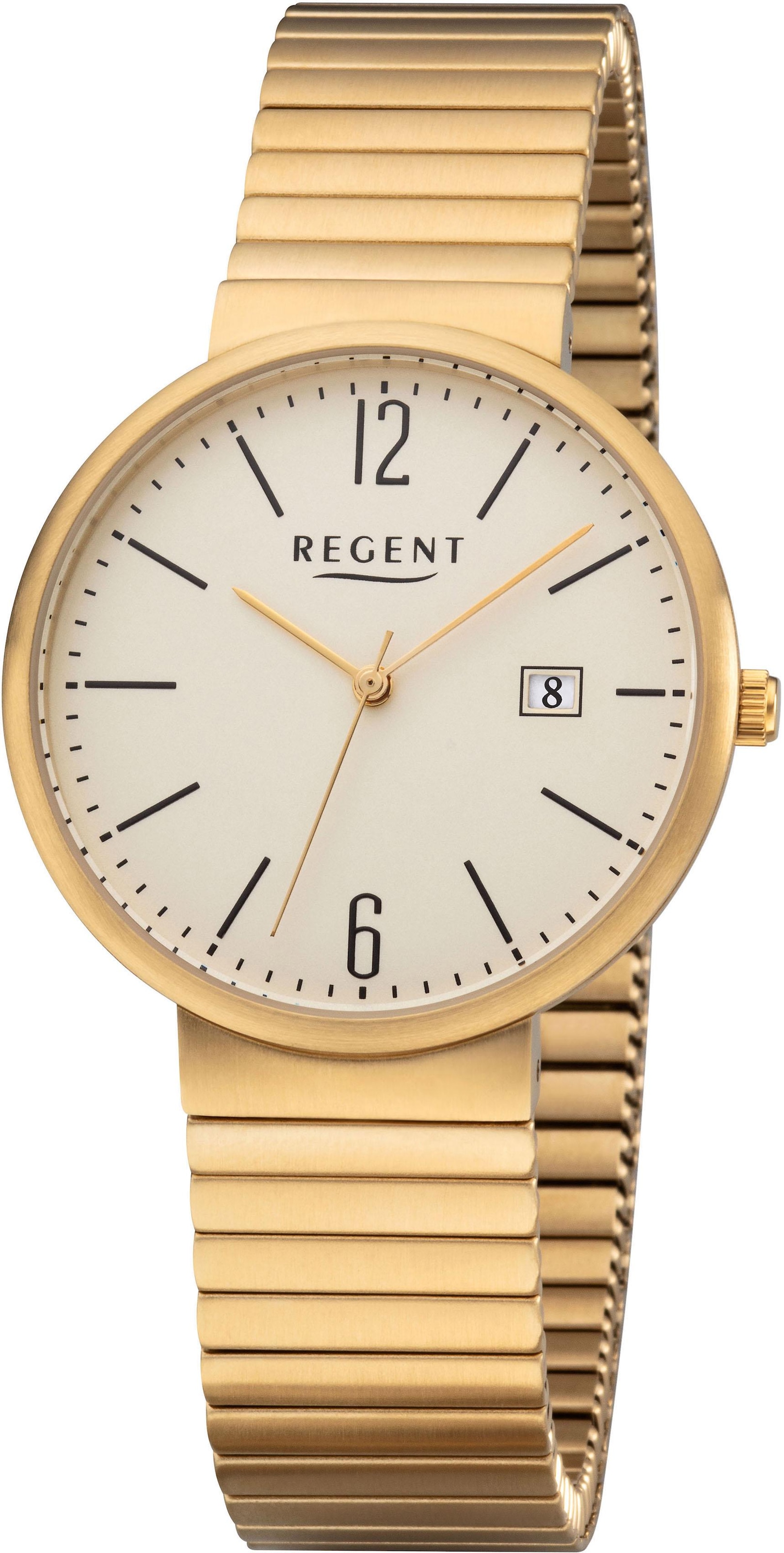 Regent Quarzuhr »1877.45.93, F1201«, Armbanduhr, Herrenuhr, mit Zugband, Datum