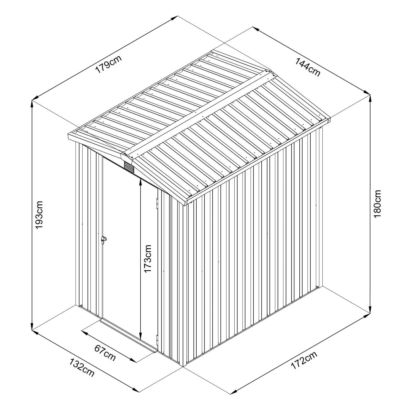 GARDEN 'N' MORE Gerätehaus »Pultdachhaus Basic plus« einfacher Aufbau, Langlebig, abschließbar, inkl. Regenrinne