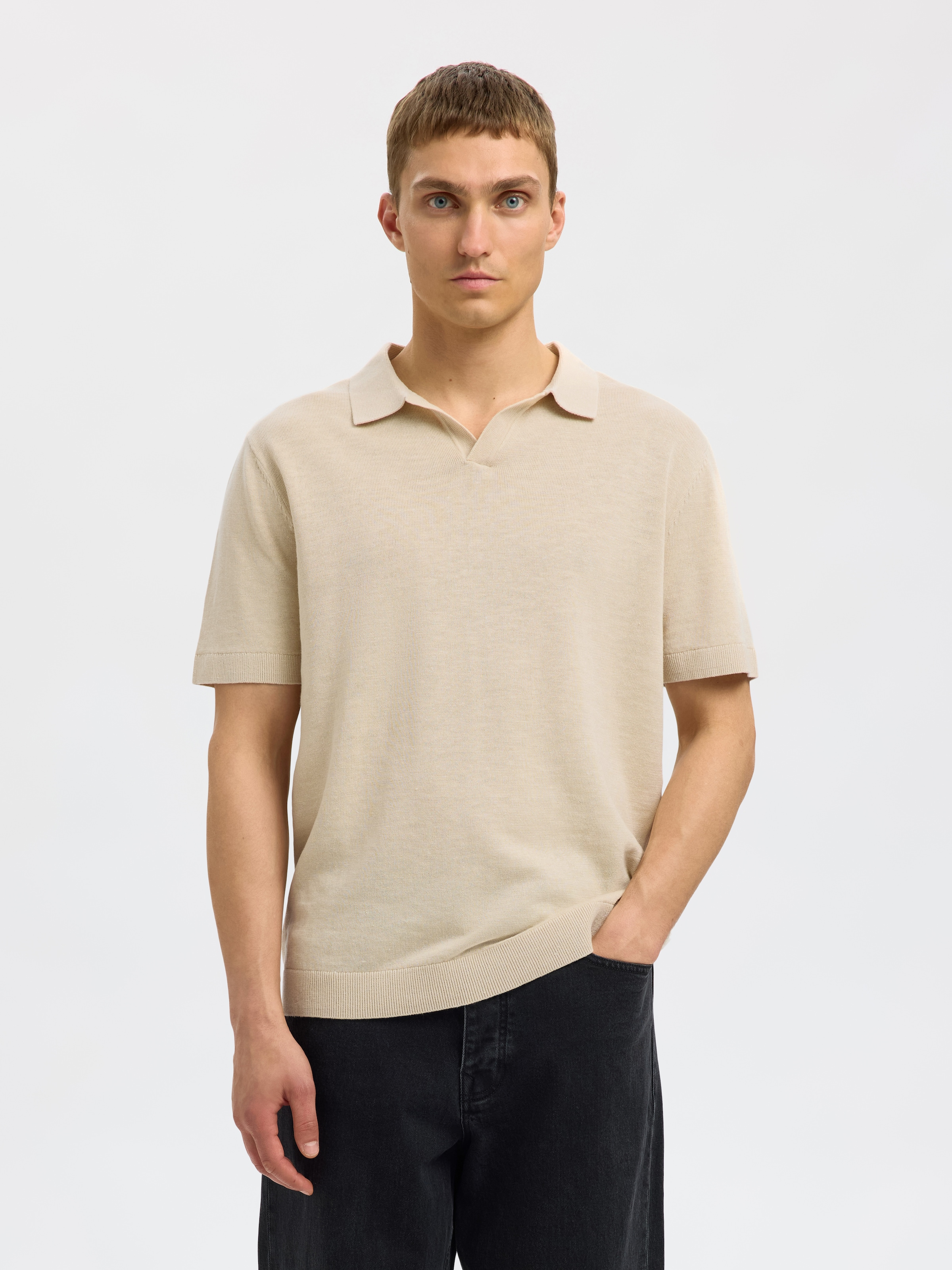 SELECTED HOMME Poloshirt "SLHMATTIS SS KNIT SUN OPEN POLO NOOS" günstig online kaufen