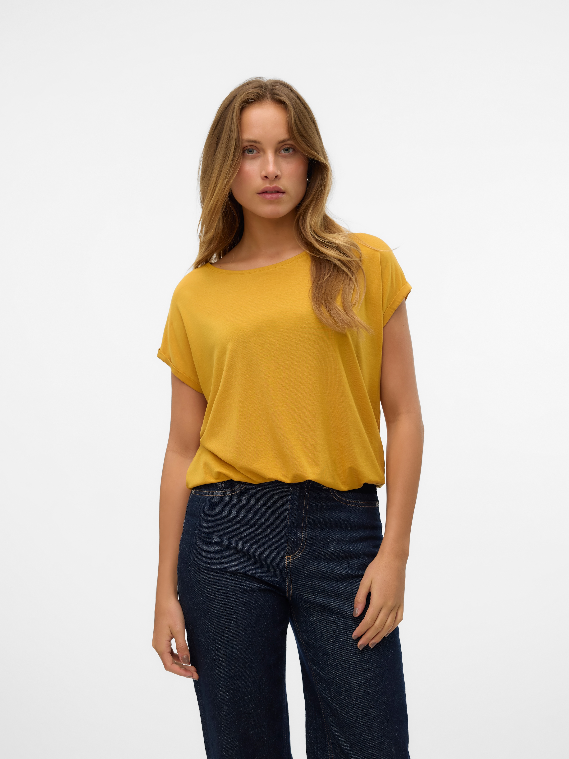 Vero Moda Rundhalsshirt "VMAVA PLAIN SS TOP GAJRS NOOS" günstig online kaufen