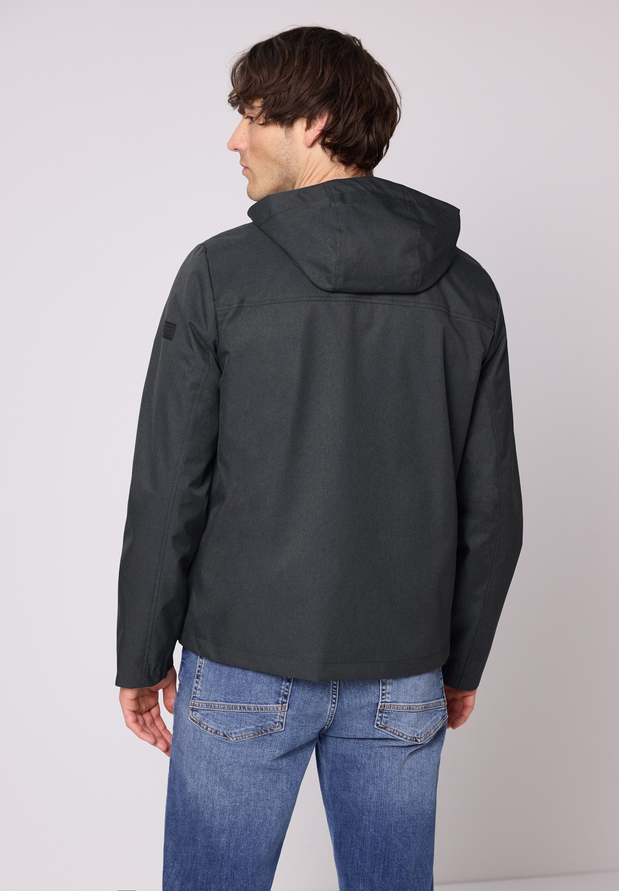 Outdoorjacke STREET ONE MEN, Herren, Gr. S (38), ash grau melange, Stoff, Obermaterial: 100% Polyester; Futter: 100% Polyester, unifarben, comfort fit normal, ohne Ausschnitt, abgesteppt, Jacken Outdoorjacke, wasserabweisend 2
