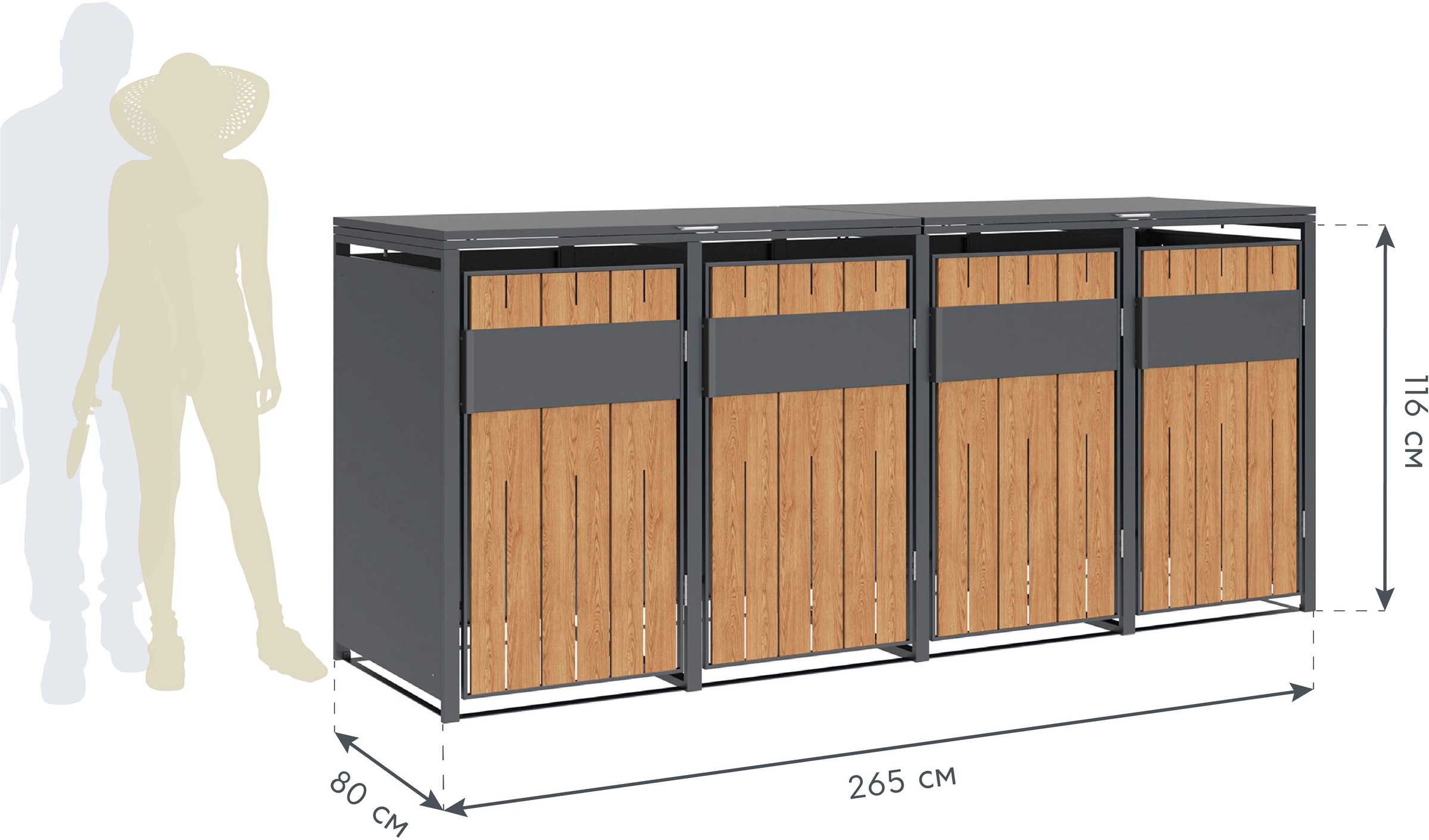 WESTMANN Mülltonnenbox »Varius 4« BxTxH: 265x80x116 cm, für 4x240 L Mülltonnen