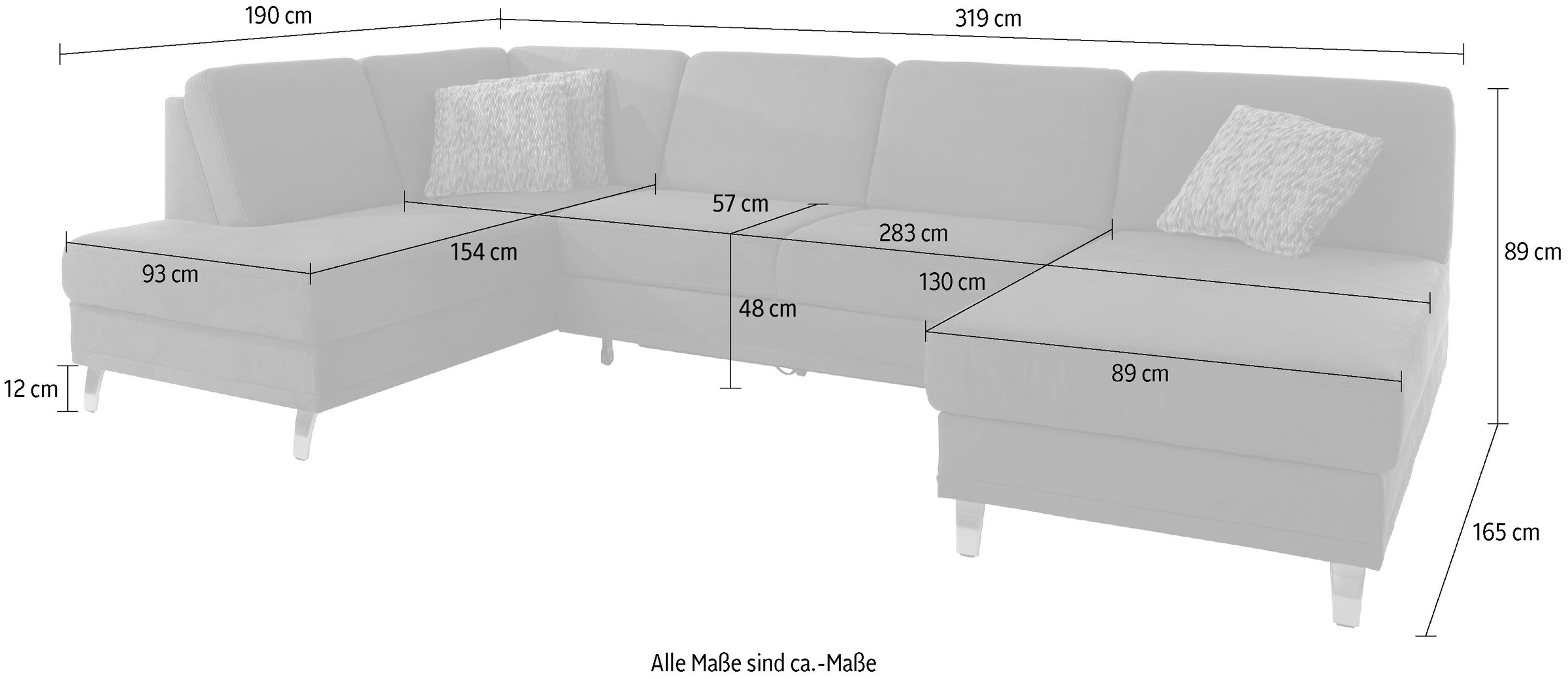 sit&more Wohnlandschaft »Clio U-Form«, wahlweise mit Bettfunktion und Bettkasten, inklusive Federkern