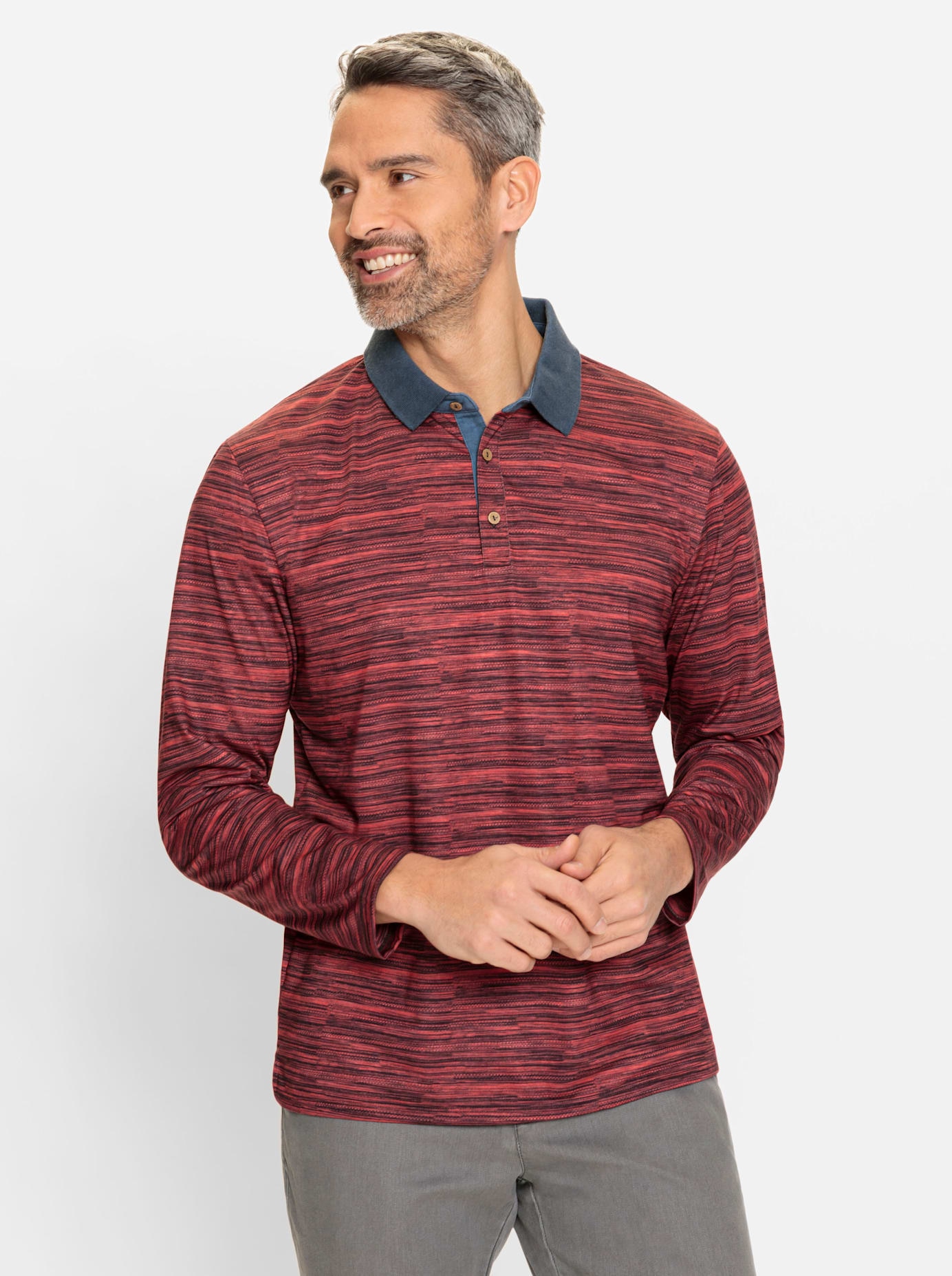 Marco Donati Langarmshirt »Langarm-Poloshirt«, (1 tlg.)