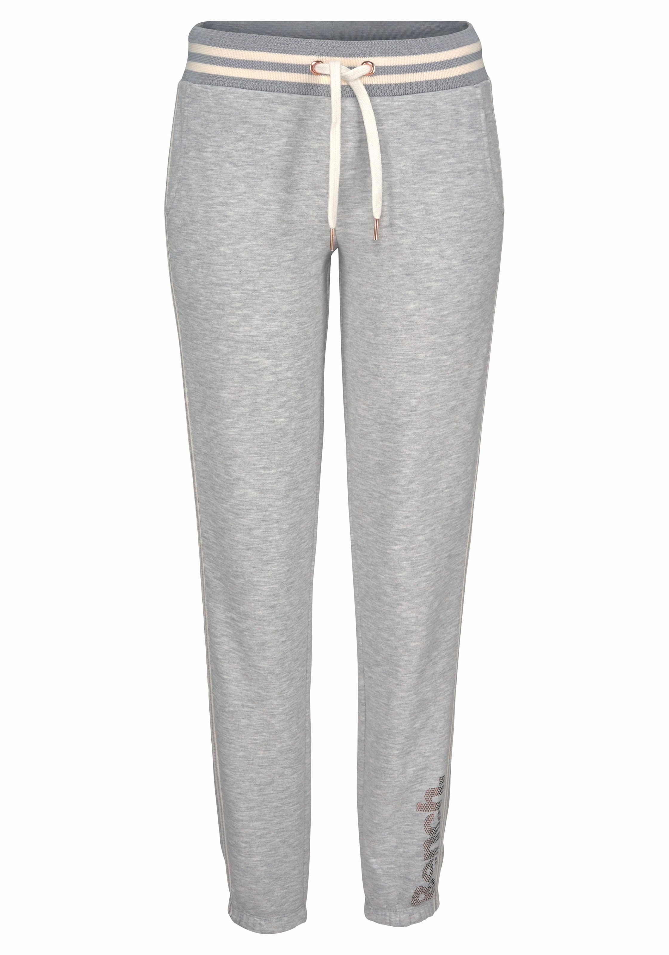 Bench. Relaxhose, mit gestreiftem Bund und Glanzprint, Loungewear, Loungean günstig online kaufen