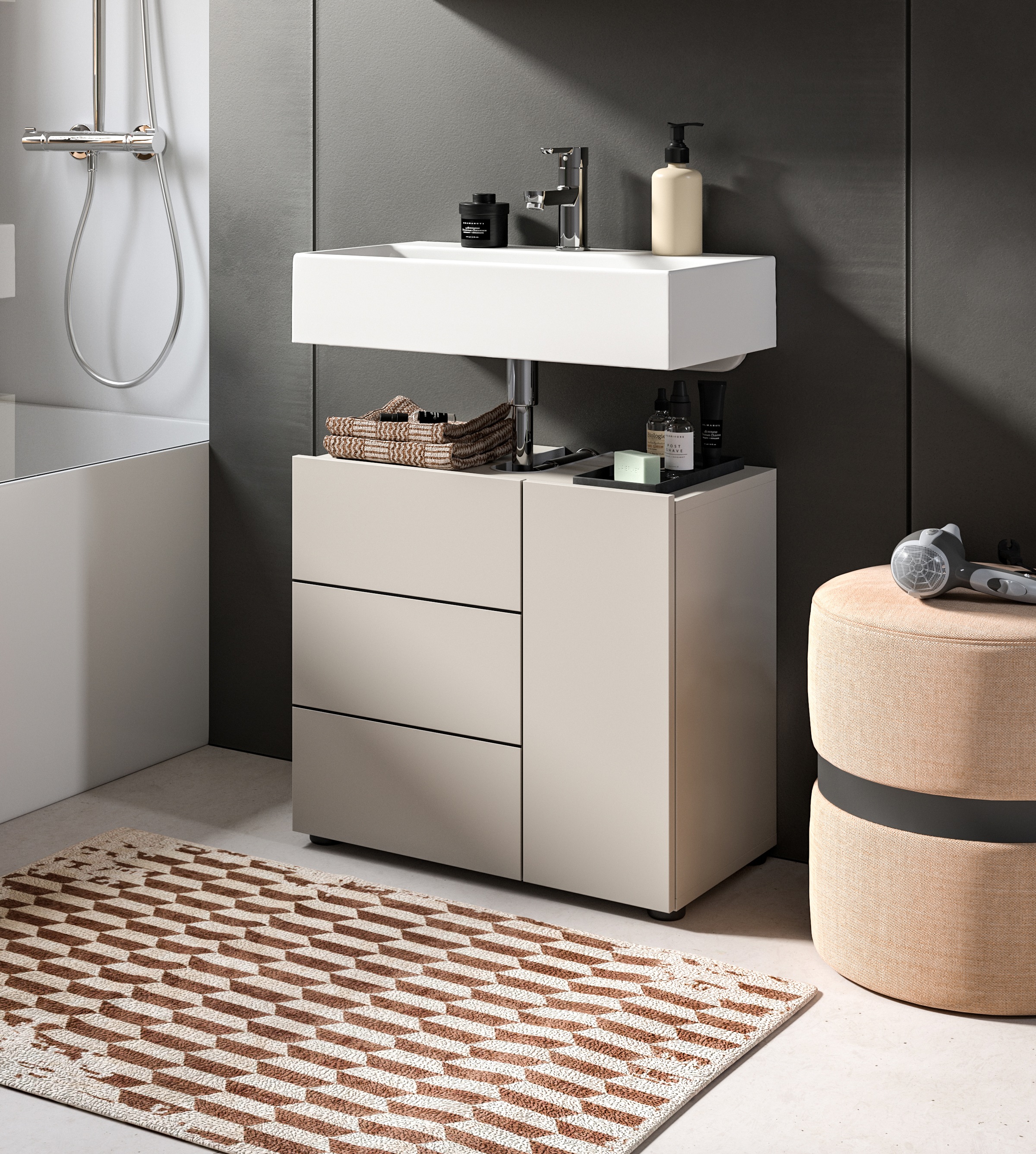 welltime Waschbeckenunterschrank "BIEL, Breite: 60 cm, 2 Türen, 2 Fächer, S günstig online kaufen