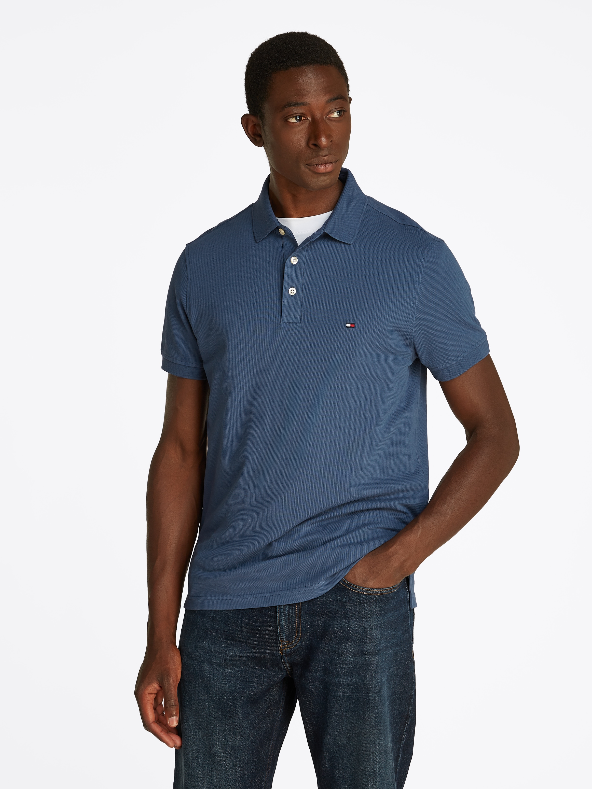 Tommy Hilfiger Poloshirt "1985 SLIM POLO mit Piqué-Struktur und Stickerei", günstig online kaufen
