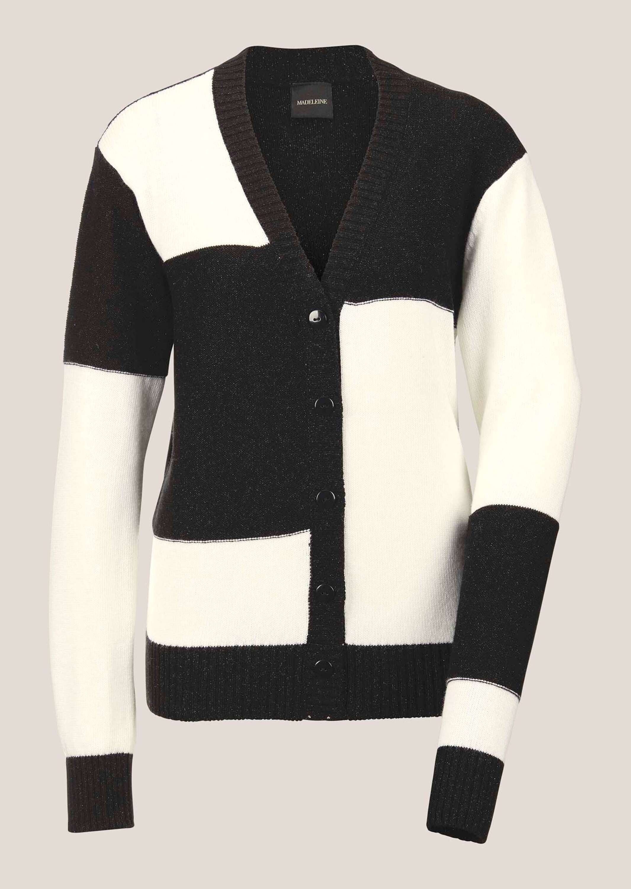 MADELEINE Strickjacke "Strickjacke Patch-Design Cardigan, V-Ausschnitt"