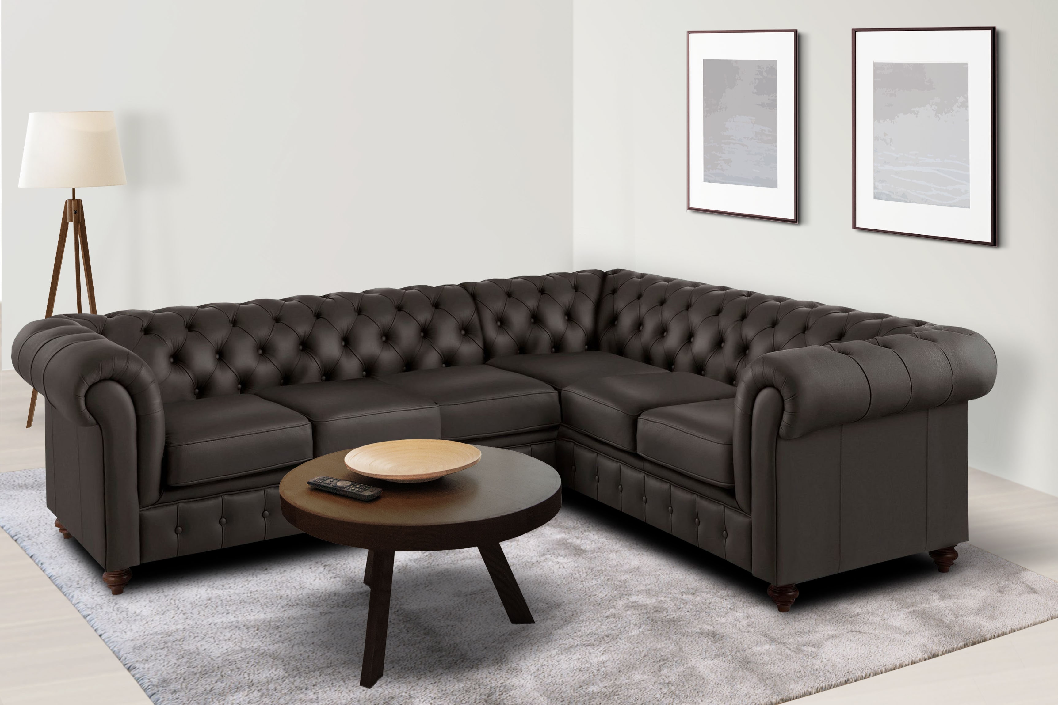 OTTO home Chesterfield-Sofa "Chesterfield Ecksofa, auch in Leder L-Form" hochwertige Knopfheftung, langer Schenkel links oder rechts wählbar