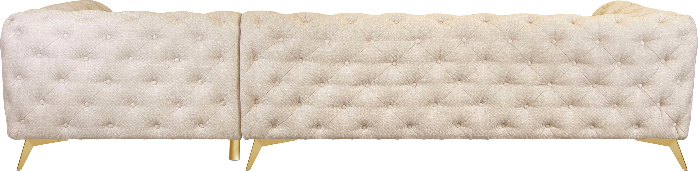 Leonique Chesterfield-Sofa »Ecksofa GLYNIS L-Form mit Wellenunterfederung, Maße B/T/H 323/264/75cm«, aufwändige Knopfheftung, moderne Chesterfield Optik, Fußfarbe wählbar