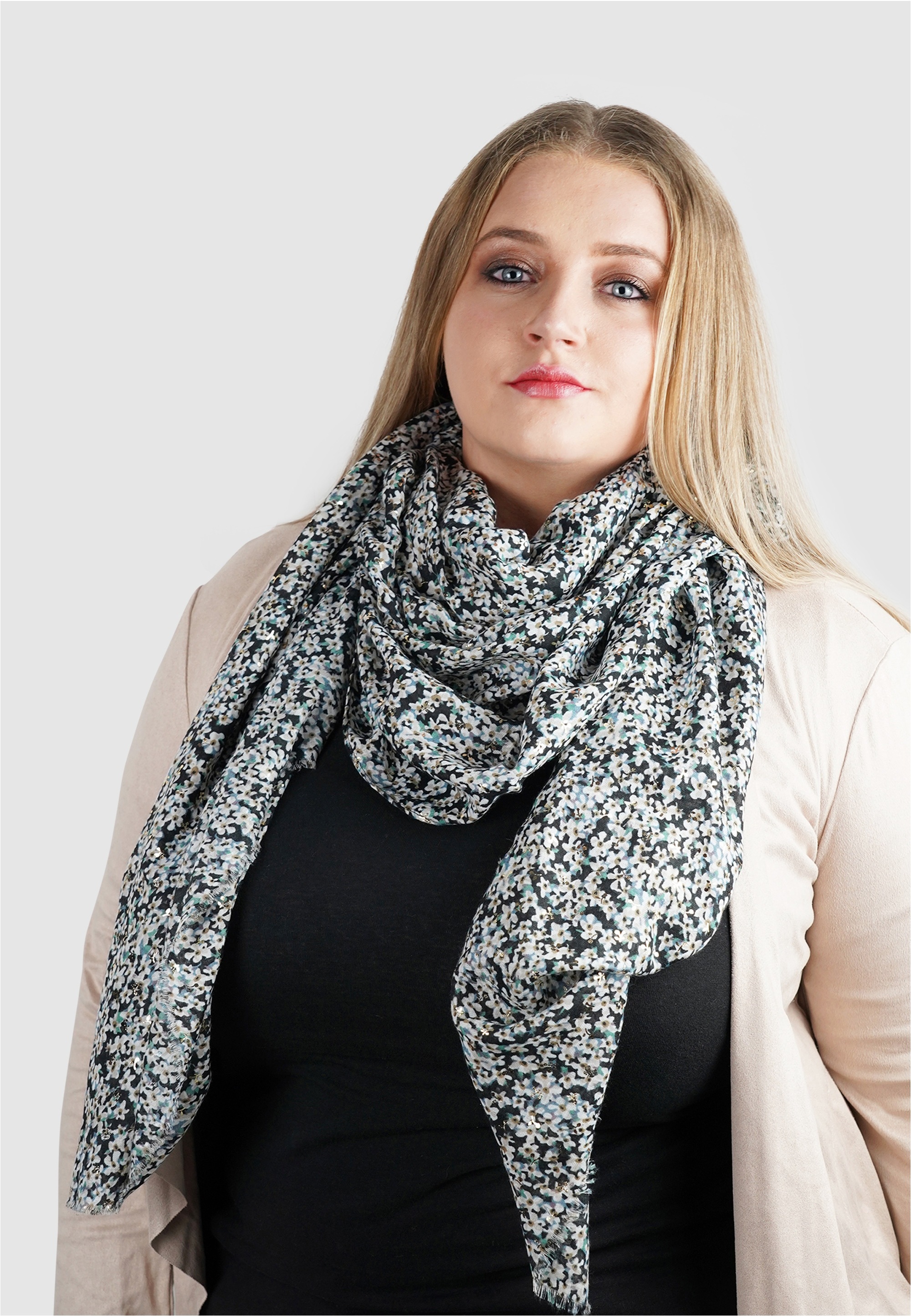 Harpa Modeschal "PEPPER" mit floralem Allover-Print und Metallic-Effekt günstig online kaufen