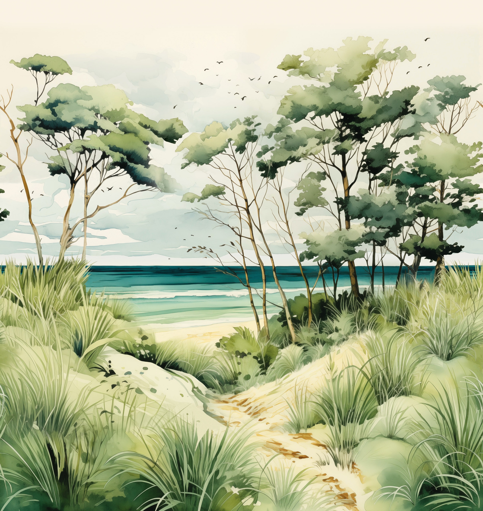 living walls Fototapete »The Wall 4 Botanic – Tropische Strandlandschaft Vlies-Fototapete« Motiv | matt | naturalistisch leicht strukturiert Tropische Strandlandschaft mit atmosphärischer Tiefe