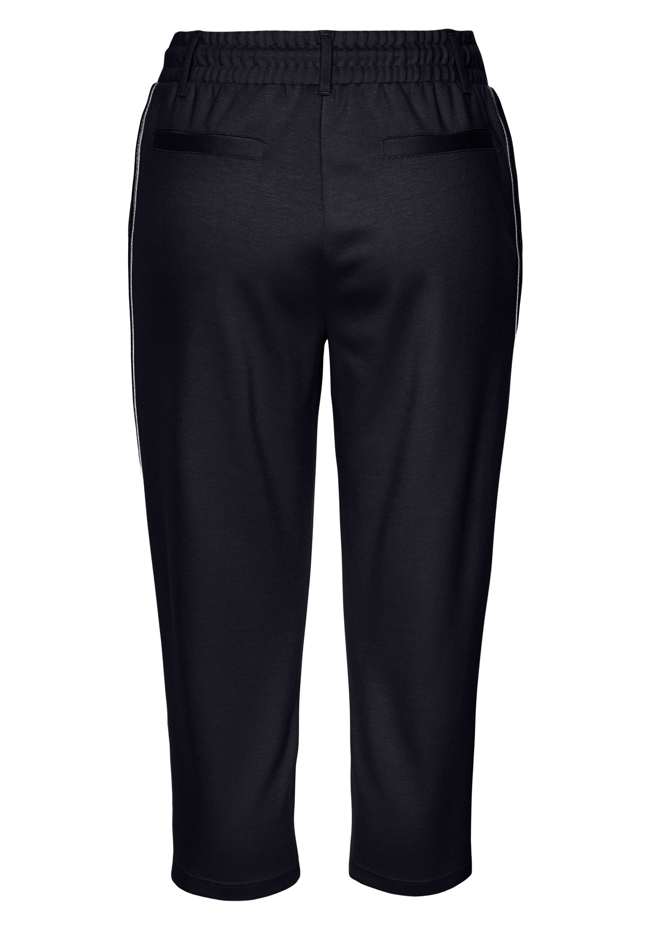 Caprihose LASCANA, Damen, Gr. 46, N-Gr, schwarz, Obermaterial: 70% Viskose, 25% Polyamid, 5% Elasthan, unifarben, Basic kniebedeckend, Hosen Homewear Hose, mit seitlichen Streifen, Loungewear 3